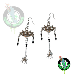 Flower Chandelier Spider Earrings – Gothic Crystal Statement Jewelry