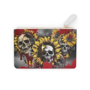 Gothic Sunflower Skull Mini Clutch Bag, Edgy Accessory, Festival Purse, Statement Makeup Bag, Unique Gift Idea, Halloween Essentials