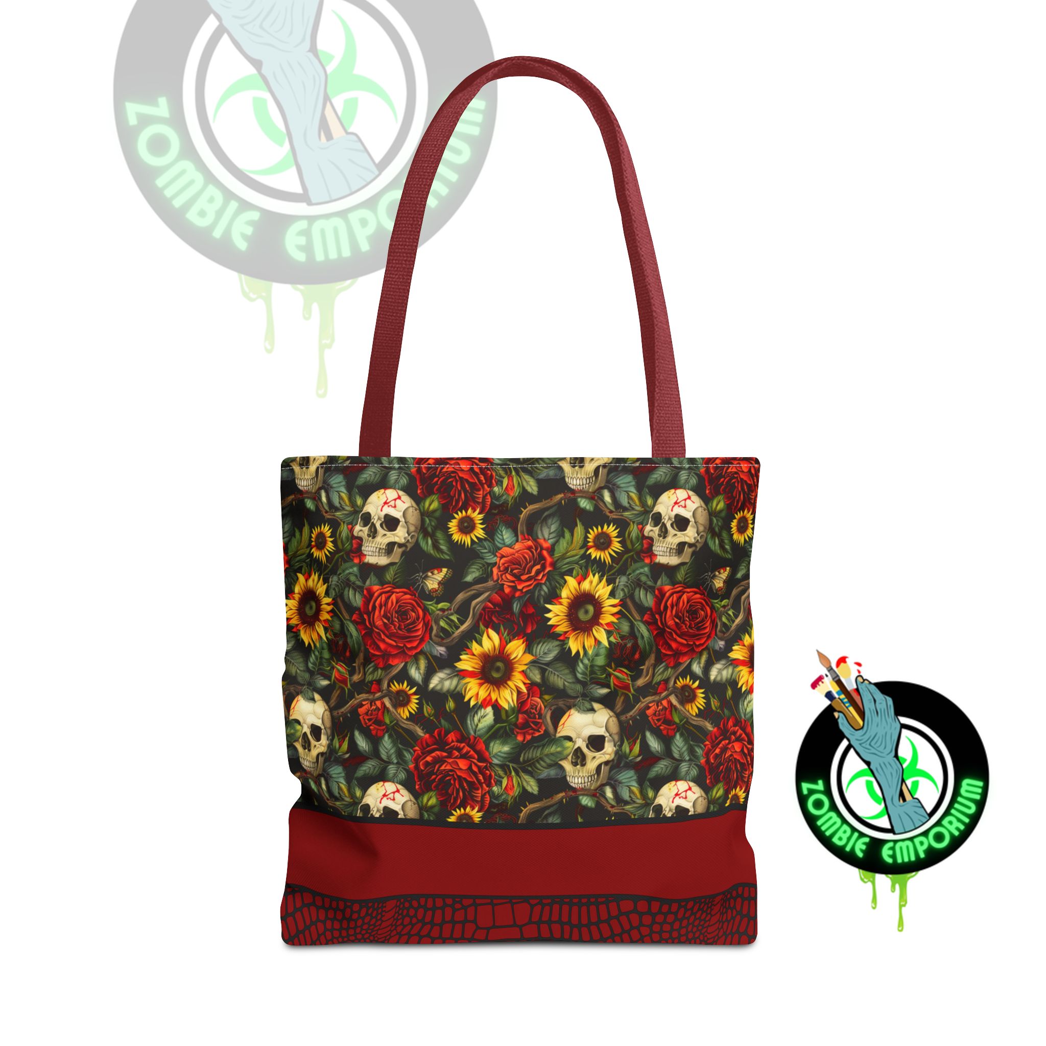 Floral Skull Tote Bag | Unique Boho Carryall, Beach Bag, Shopping Tote, Gift for Her, Halloween Accessory - Image 17