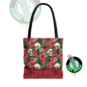 Gothic Floral Tote Bag | Perfect for Halloween, Casual Outings, Shopping, Skull and Flower Design, Boho Style Bag