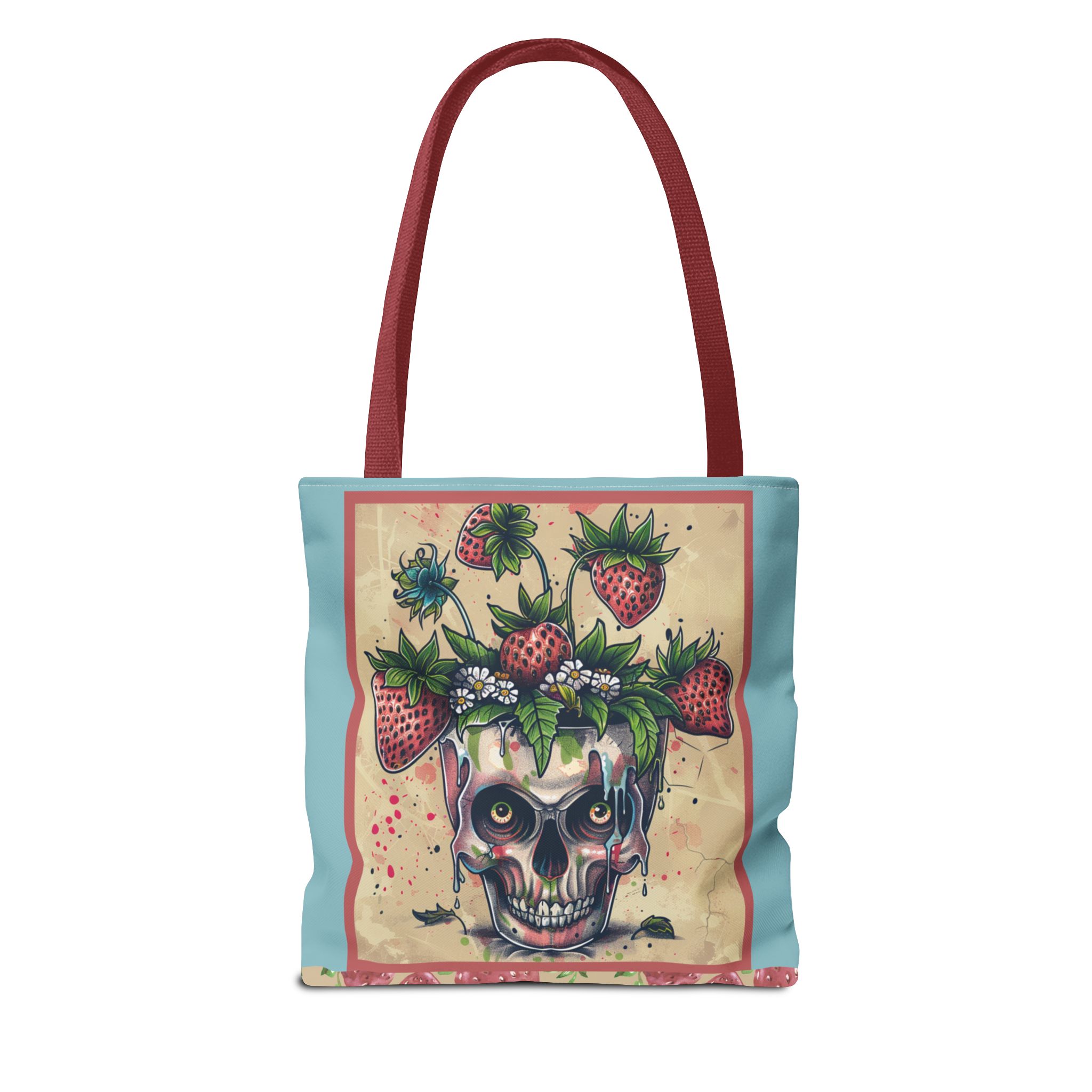 Strawberry Skull Tote Bag, Casual Carryall, Unique Gift for Art Lovers, Fashion Accessories, Eco-Friendly Shopping Bag - Image 6