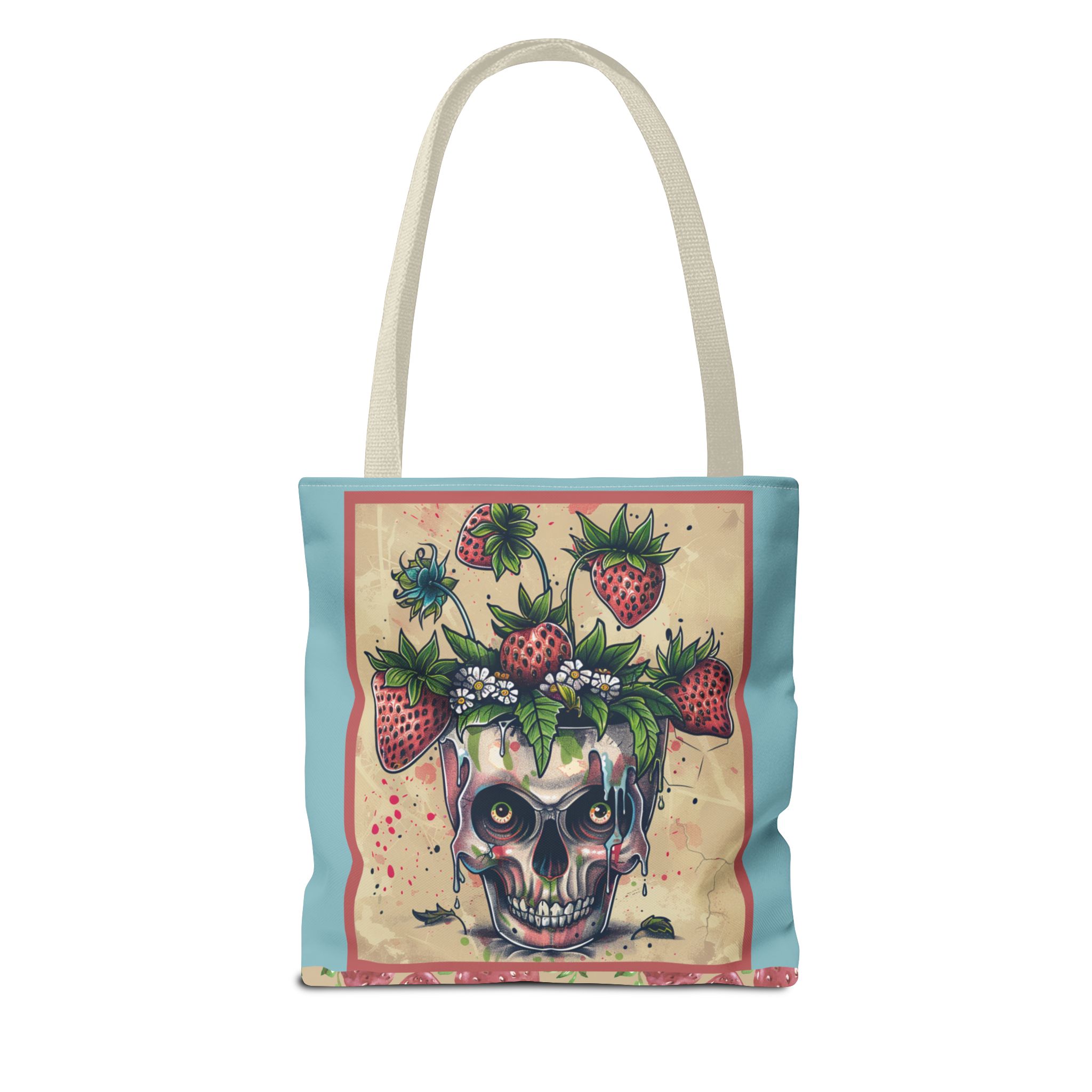 Strawberry Skull Tote Bag, Casual Carryall, Unique Gift for Art Lovers, Fashion Accessories, Eco-Friendly Shopping Bag - Image 10