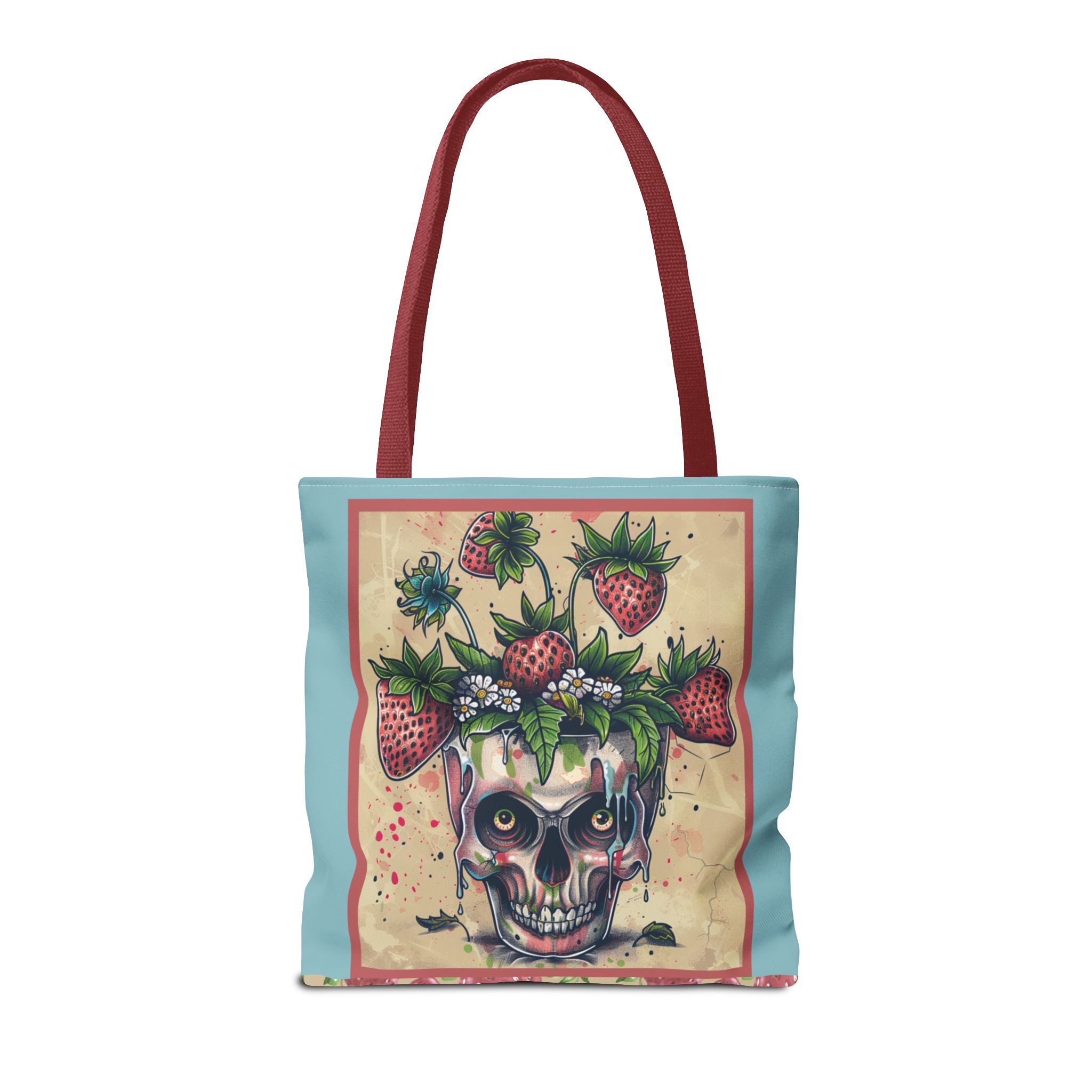 Strawberry Skull Tote Bag, Casual Carryall, Unique Gift for Art Lovers, Fashion Accessories, Eco-Friendly Shopping Bag - Image 26
