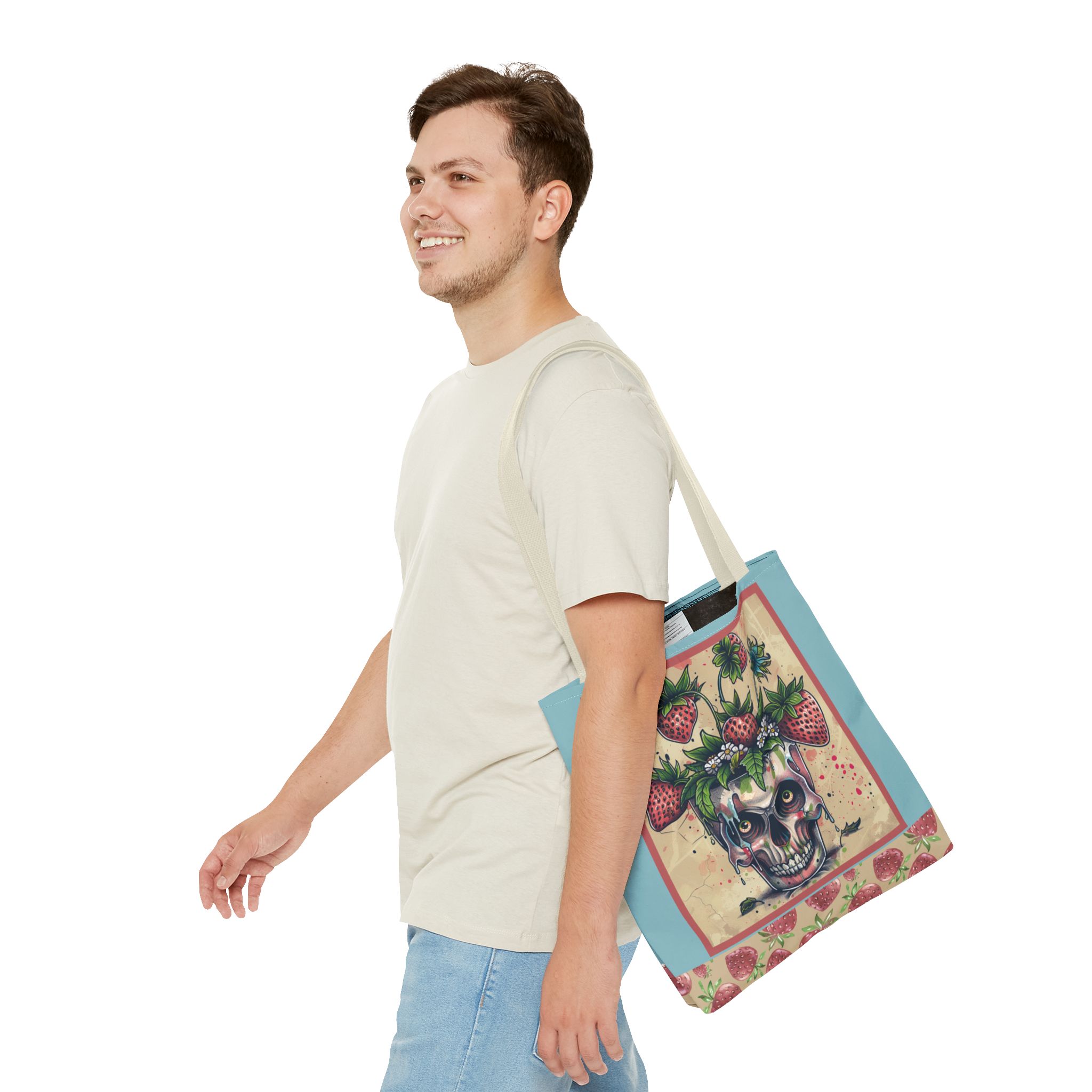 Strawberry Skull Tote Bag, Casual Carryall, Unique Gift for Art Lovers, Fashion Accessories, Eco-Friendly Shopping Bag - Image 35