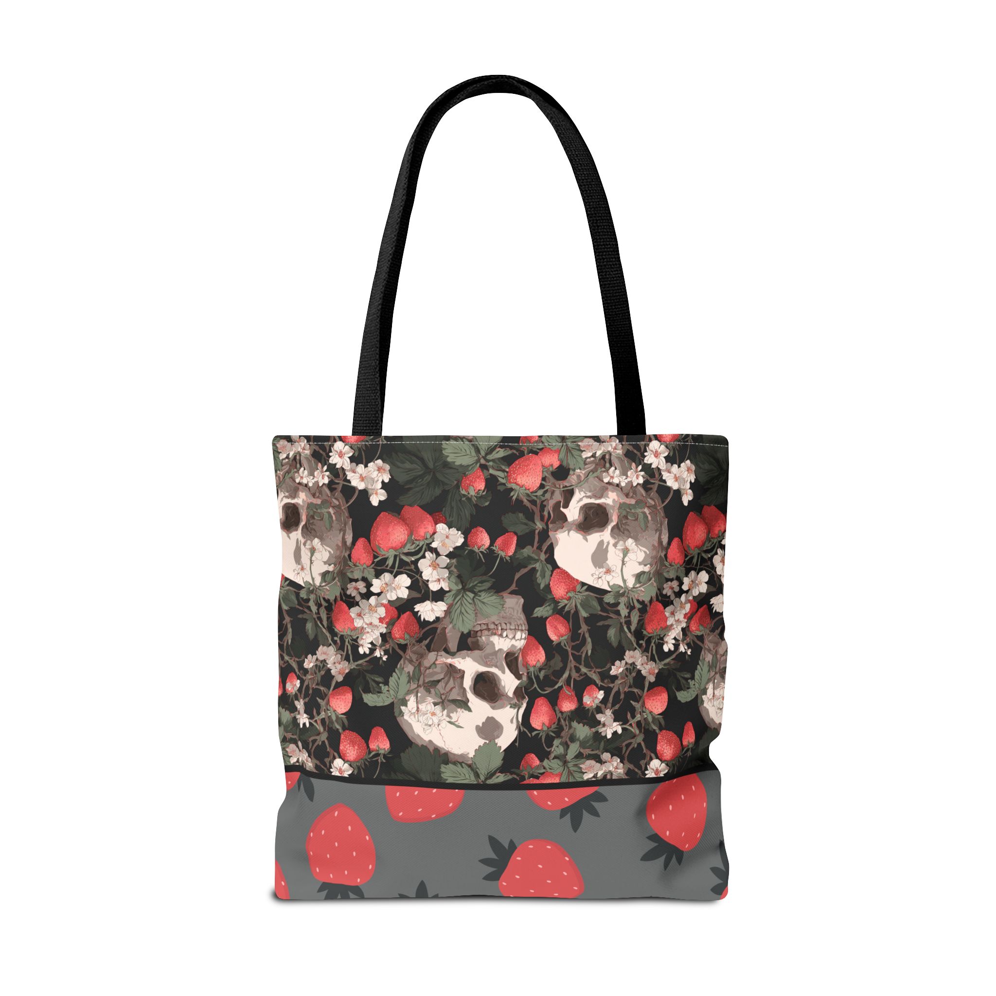 Gothic Floral Tote Bag - Skull and Strawberry Design, Reusable Shopping Bag, Fun Gift for Halloween, Eco-Friendly Accessory - Image 10