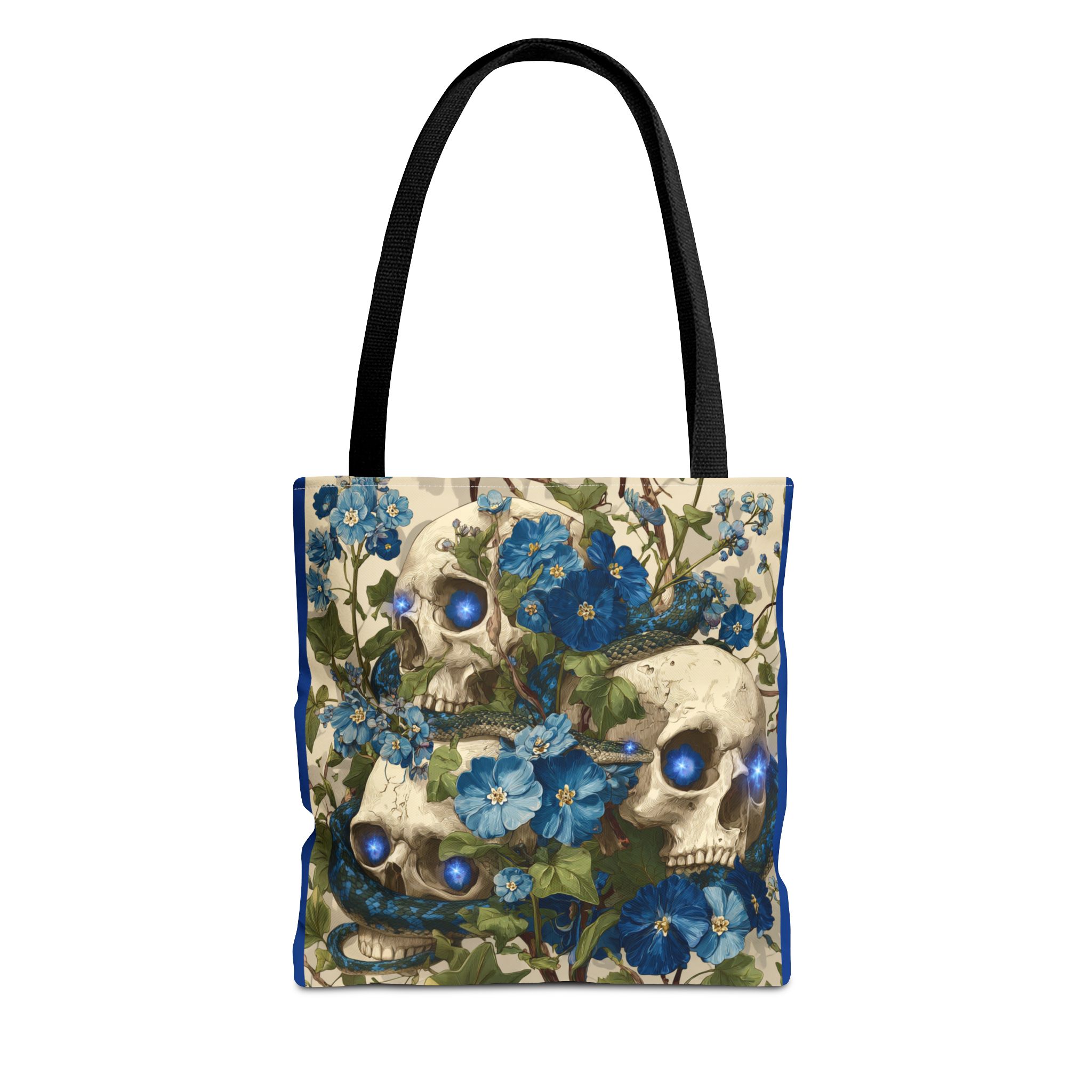 Eerie Floral Skull Tote Bag, Unique Shopping Tote, Gothic Carryall, Halloween Gift, Boho Style Bag, Eco-Friendly Fashion