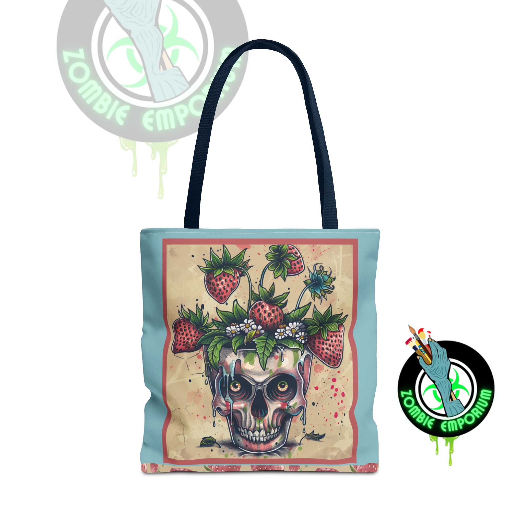 Strawberry Skull Tote Bag, Casual Carryall, Unique Gift for Art Lovers, Fashion Accessories, Eco-Friendly Shopping Bag - Image 45