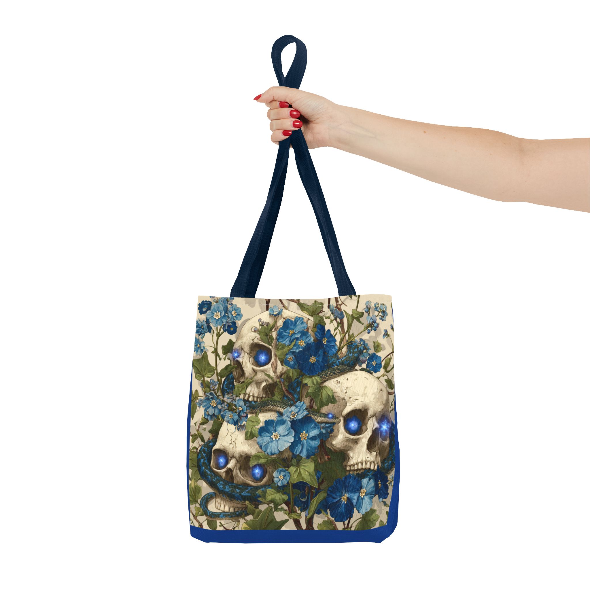 Eerie Floral Skull Tote Bag, Unique Shopping Tote, Gothic Carryall, Halloween Gift, Boho Style Bag, Eco-Friendly Fashion - Image 8