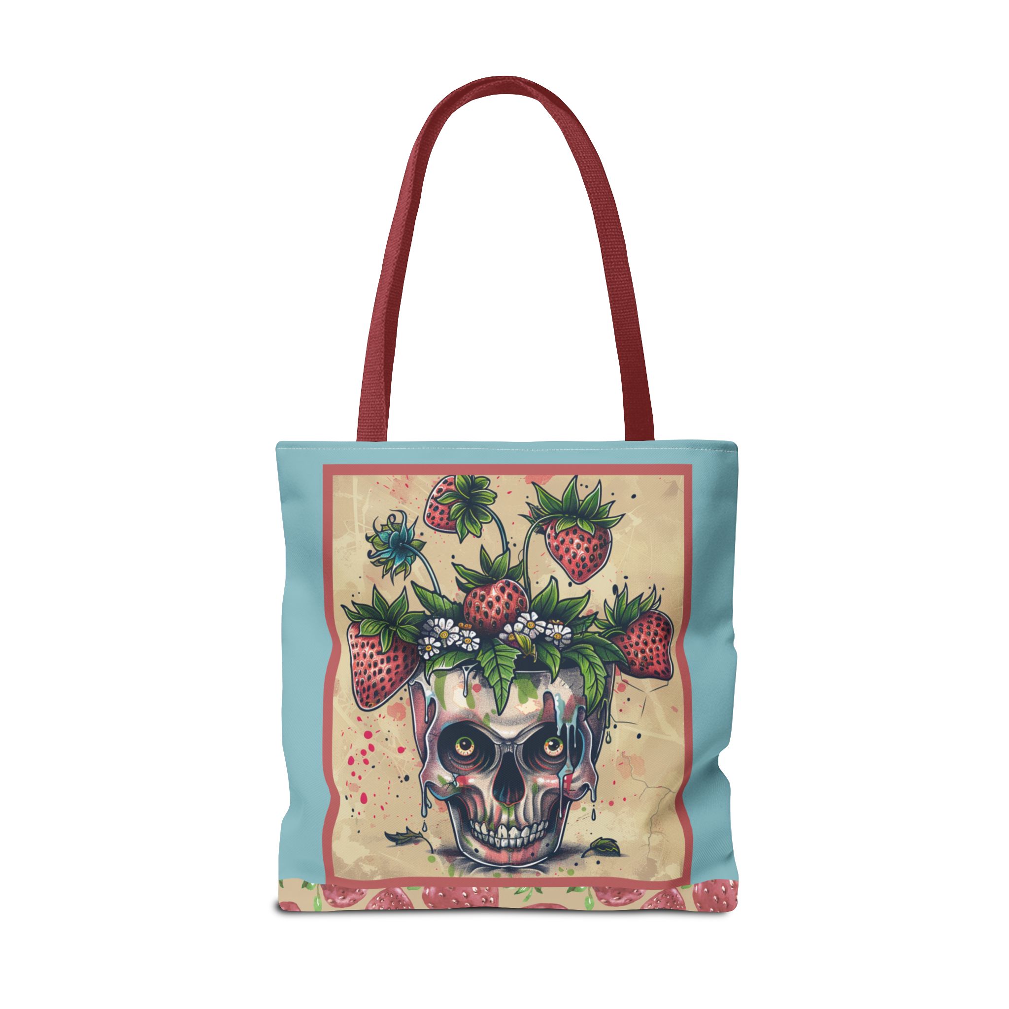 Strawberry Skull Tote Bag, Casual Carryall, Unique Gift for Art Lovers, Fashion Accessories, Eco-Friendly Shopping Bag - Image 30