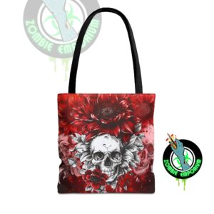 Gothic Floral Tote Bag, Perfect for Eco-Friendly Shopping, Skulls Tote, Unique Gift, Halloween Accessory, Stylish Carryall