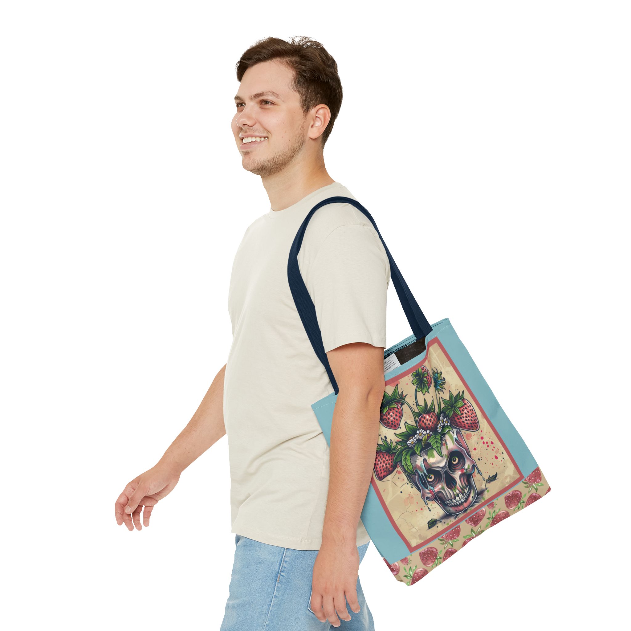 Strawberry Skull Tote Bag, Casual Carryall, Unique Gift for Art Lovers, Fashion Accessories, Eco-Friendly Shopping Bag - Image 43