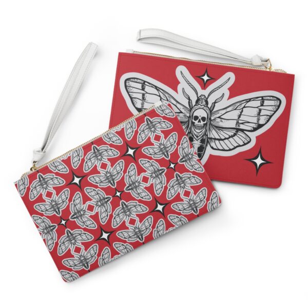 Cherry Red Gothic Death Moth Clutch Bag - Elegant Death Moth Design, Perfect for Halloween, Gifts for Horror, Fashion Accessory, Red Clutch