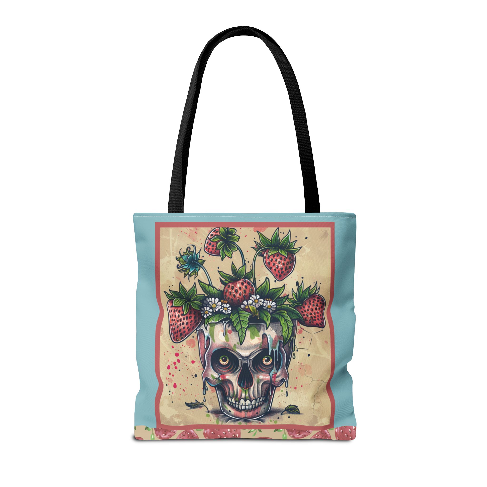 Strawberry Skull Tote Bag, Casual Carryall, Unique Gift for Art Lovers, Fashion Accessories, Eco-Friendly Shopping Bag - Image 18