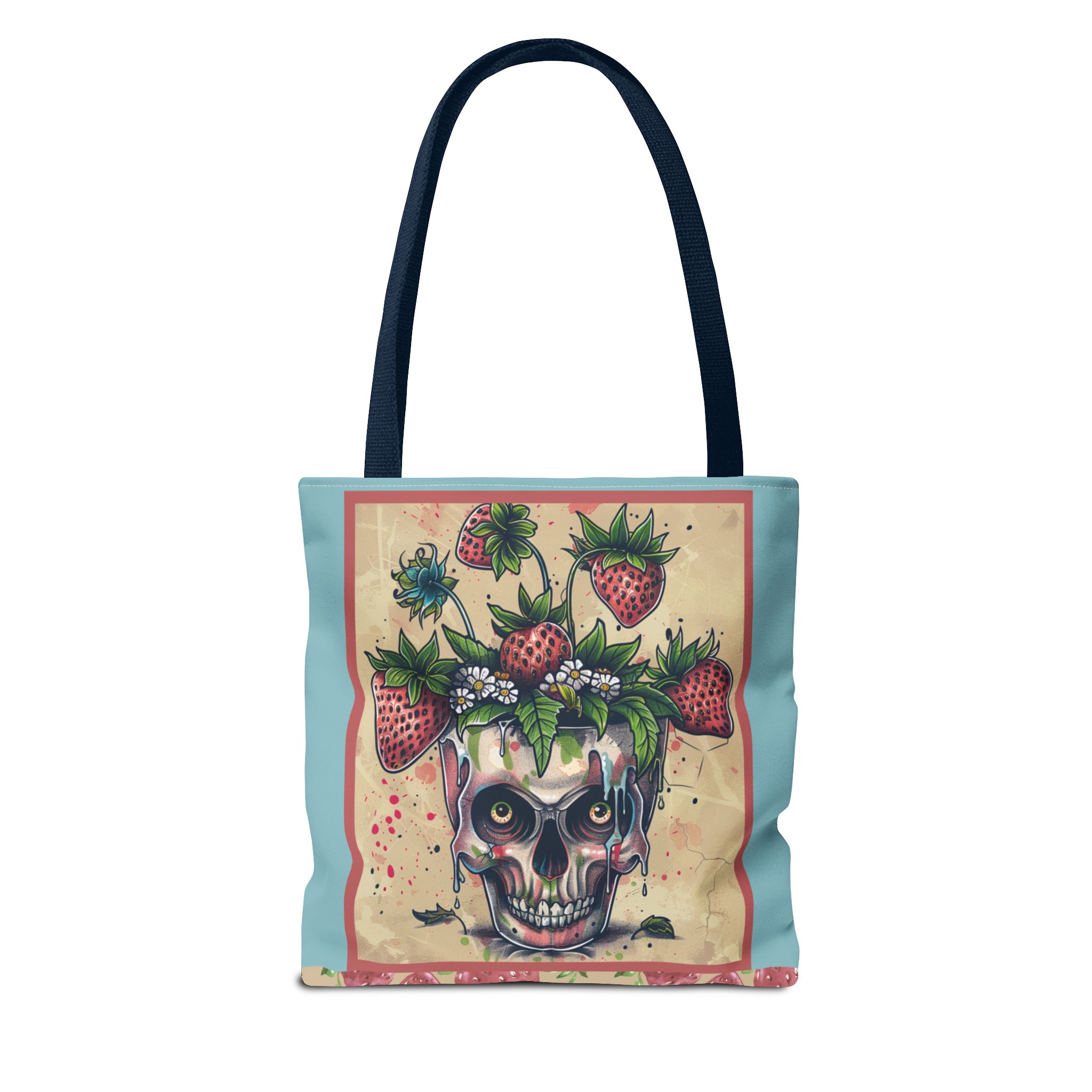 Strawberry Skull Tote Bag, Casual Carryall, Unique Gift for Art Lovers, Fashion Accessories, Eco-Friendly Shopping Bag - Image 14