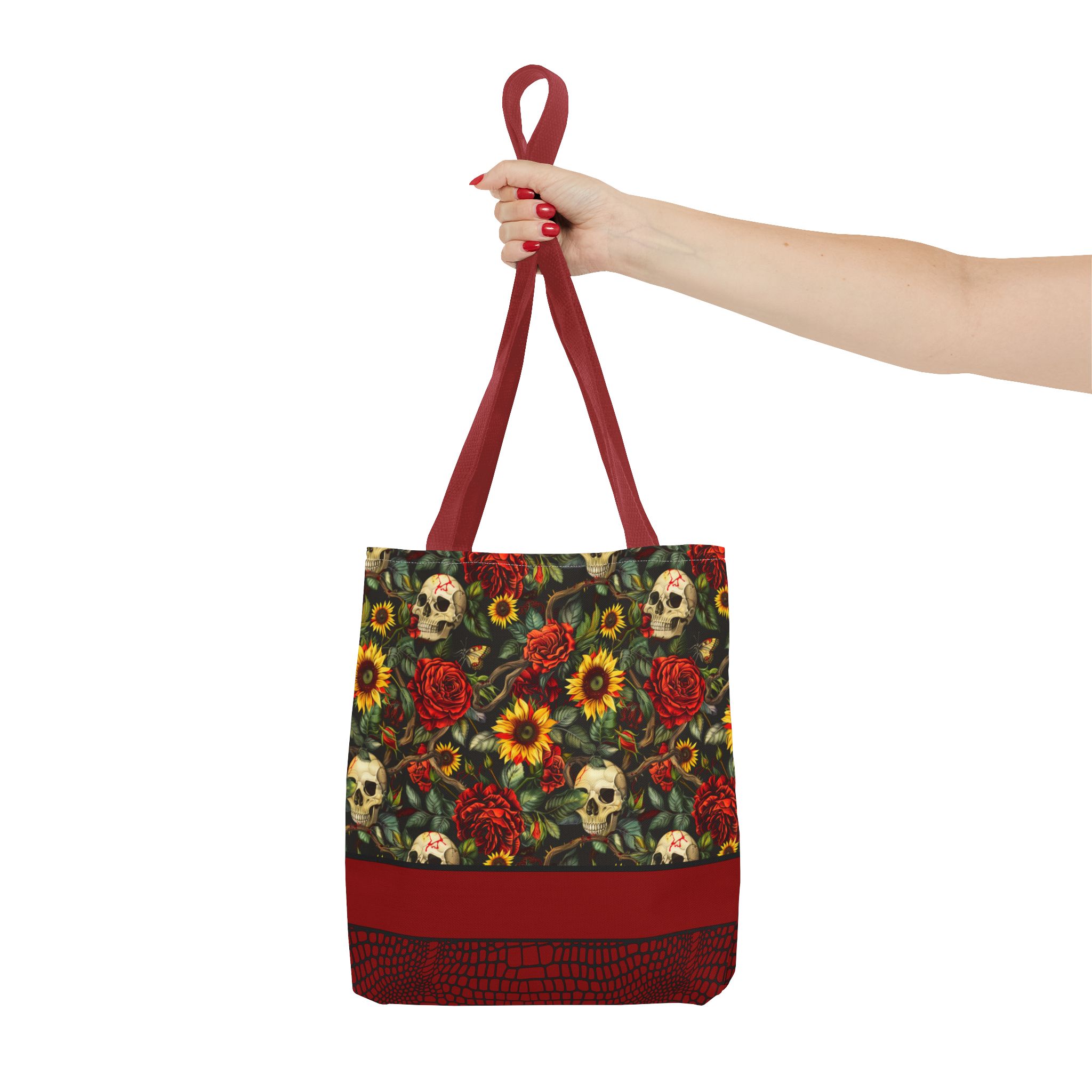 Floral Skull Tote Bag | Unique Boho Carryall, Beach Bag, Shopping Tote, Gift for Her, Halloween Accessory - Image 8