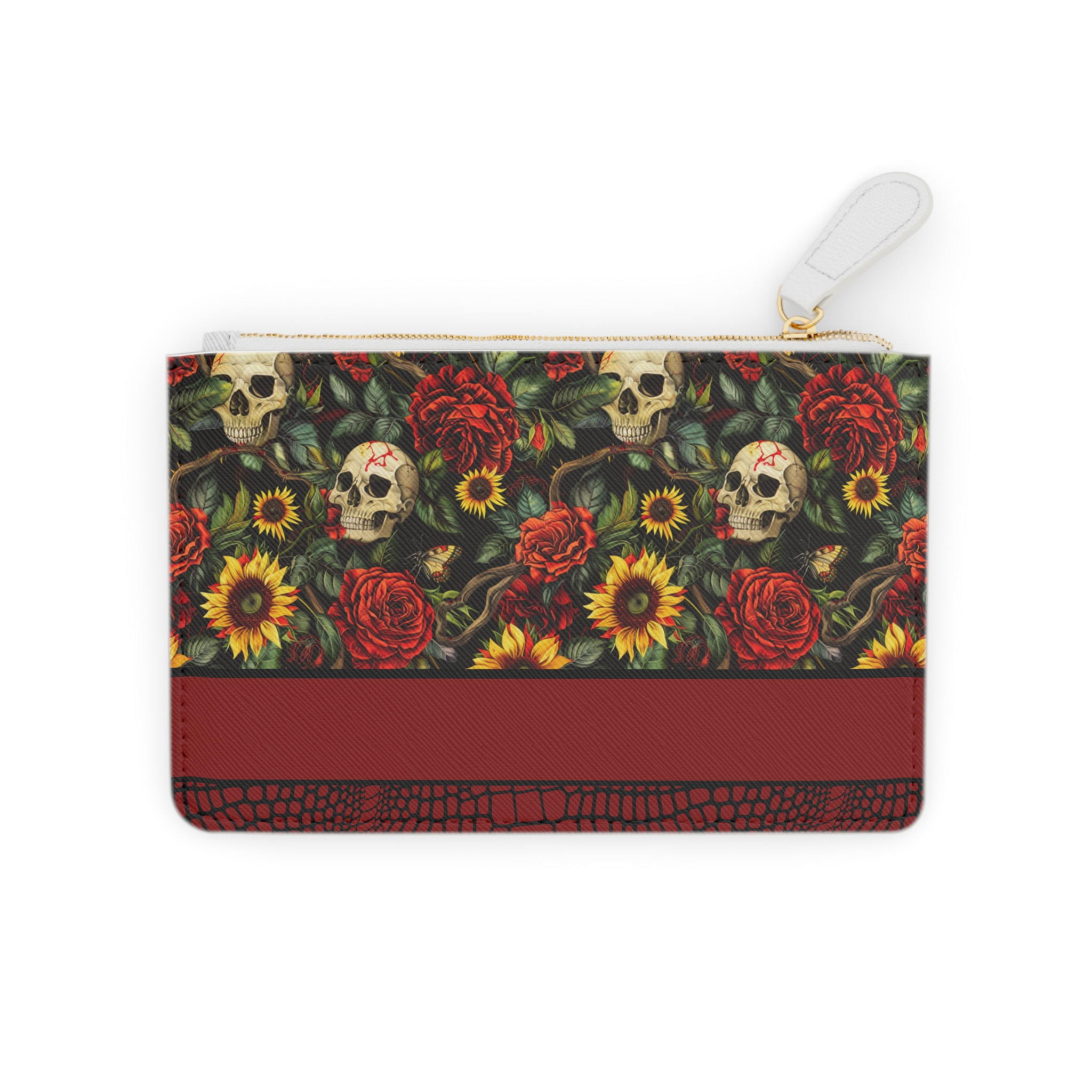 Gothic Floral Skull Mini Clutch Bag, Perfect for Festivals, Nights Out, Concerts, Gifts for Her, Accessory for Every Occasion