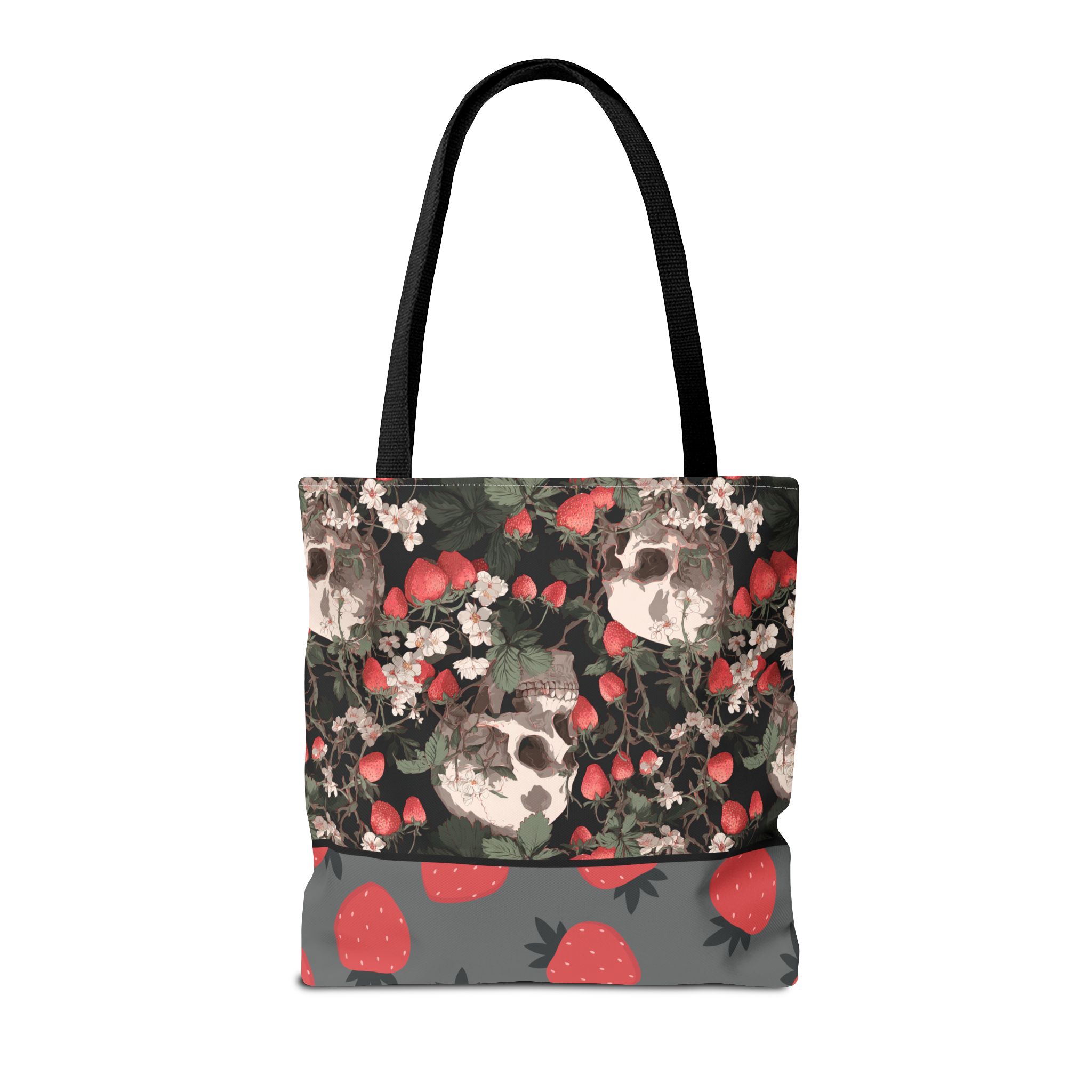 Gothic Floral Tote Bag - Skull and Strawberry Design, Reusable Shopping Bag, Fun Gift for Halloween, Eco-Friendly Accessory - Image 6