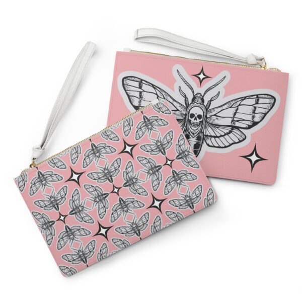 Ballerina Pink Death Moth Gothic Clutch Bag - Elegant Death Moth Design, Perfect for Halloween, Gifts for horror lovers, Fashion Accessory, Pink Clutch