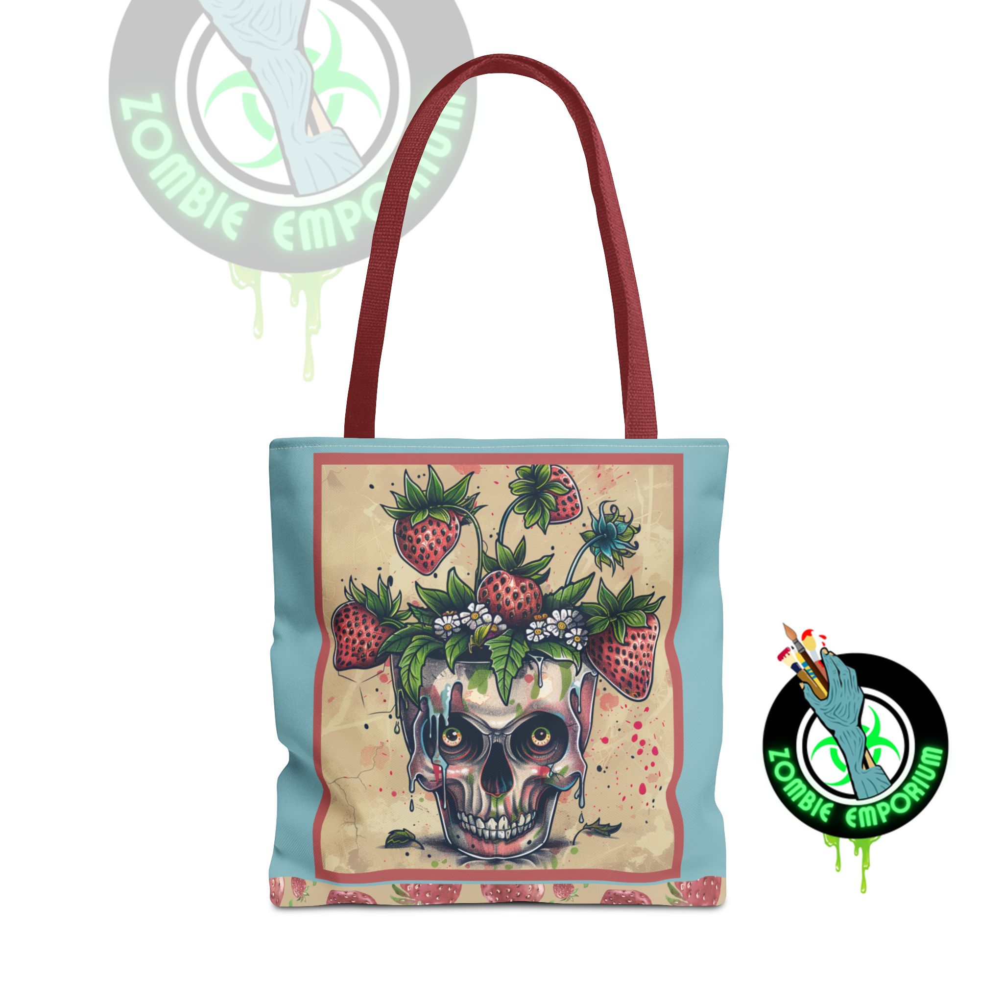 Strawberry Skull Tote Bag, Casual Carryall, Unique Gift for Art Lovers, Fashion Accessories, Eco-Friendly Shopping Bag - Image 25