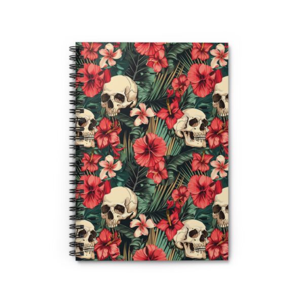 Floral Skull Spiral Notebook - Unique Journal for Creative Minds, Gothic Stationery, Aesthetic Gift for Artists, Halloween Notepad