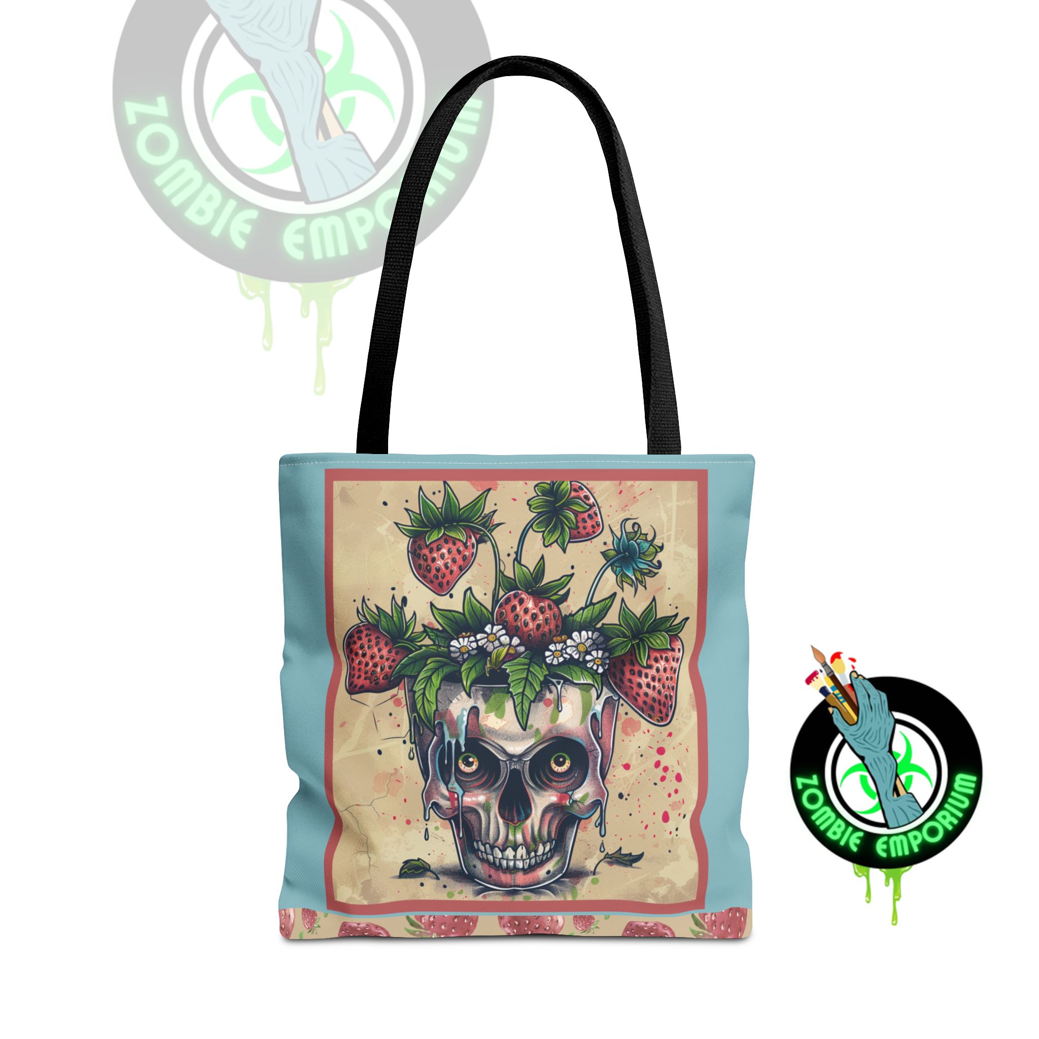 Strawberry Skull Tote Bag, Casual Carryall, Unique Gift for Art Lovers, Fashion Accessories, Eco-Friendly Shopping Bag - Image 17