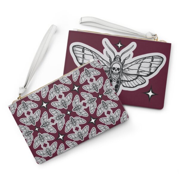 Death Moth Maroon Gothic Fashion Clutch Bag - Elegant Death Moth Design, Perfect for Halloween, Gifts for Horror Lovers, Fashion Accessory, Maroon Clutch