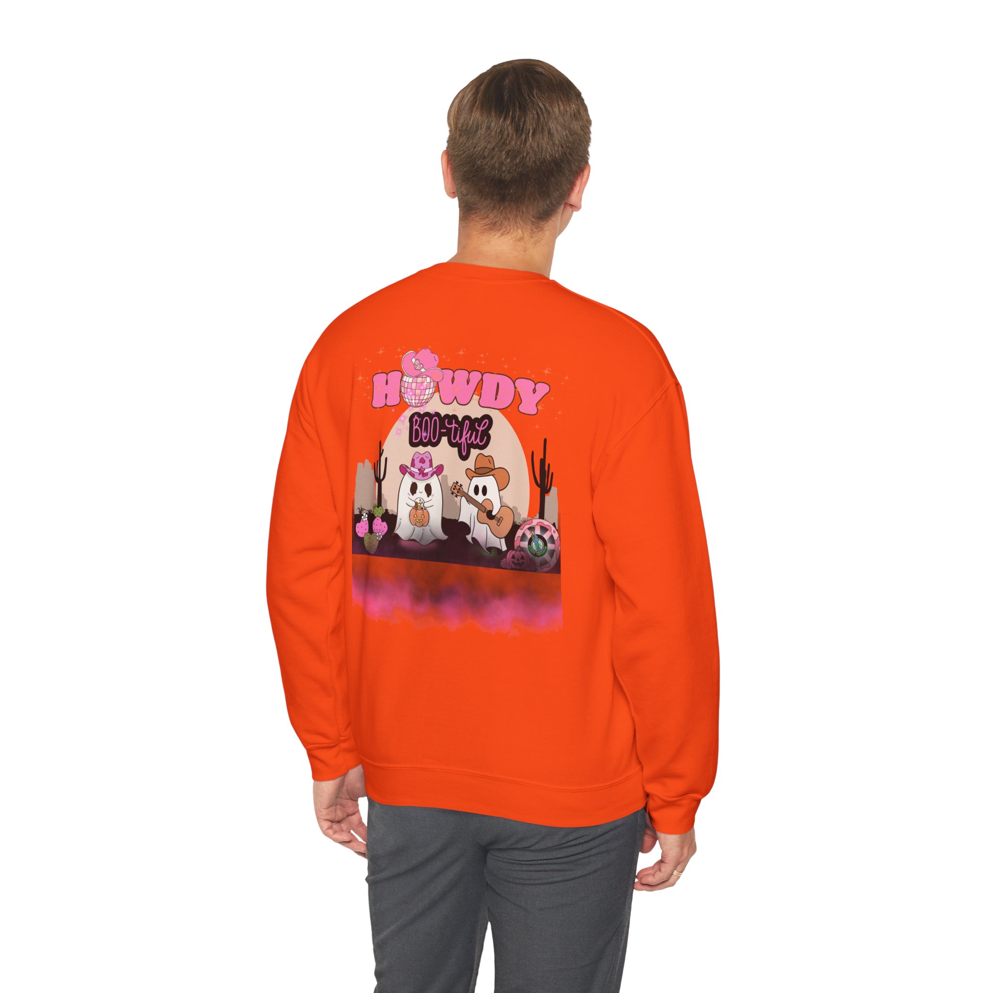 Howdy Boo-tiful Adult Halloween Sweatshirt – Unisex Crewneck with Back Graphic | Zombie Emporium - Image 18