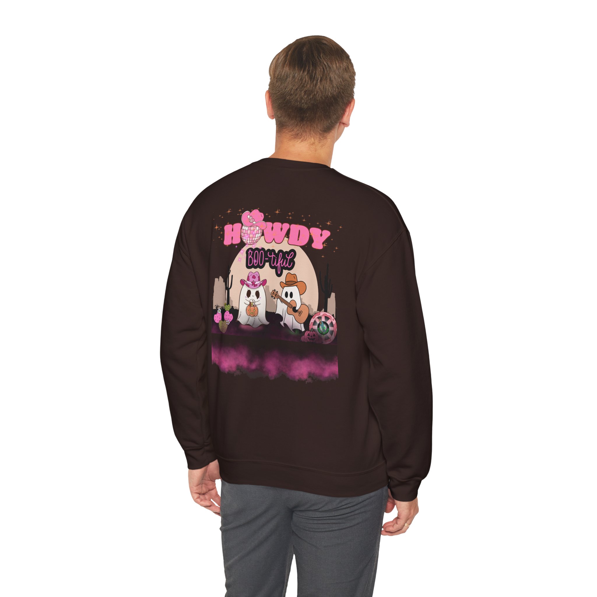 Howdy Boo-tiful Adult Halloween Sweatshirt – Unisex Crewneck with Back Graphic | Zombie Emporium - Image 24