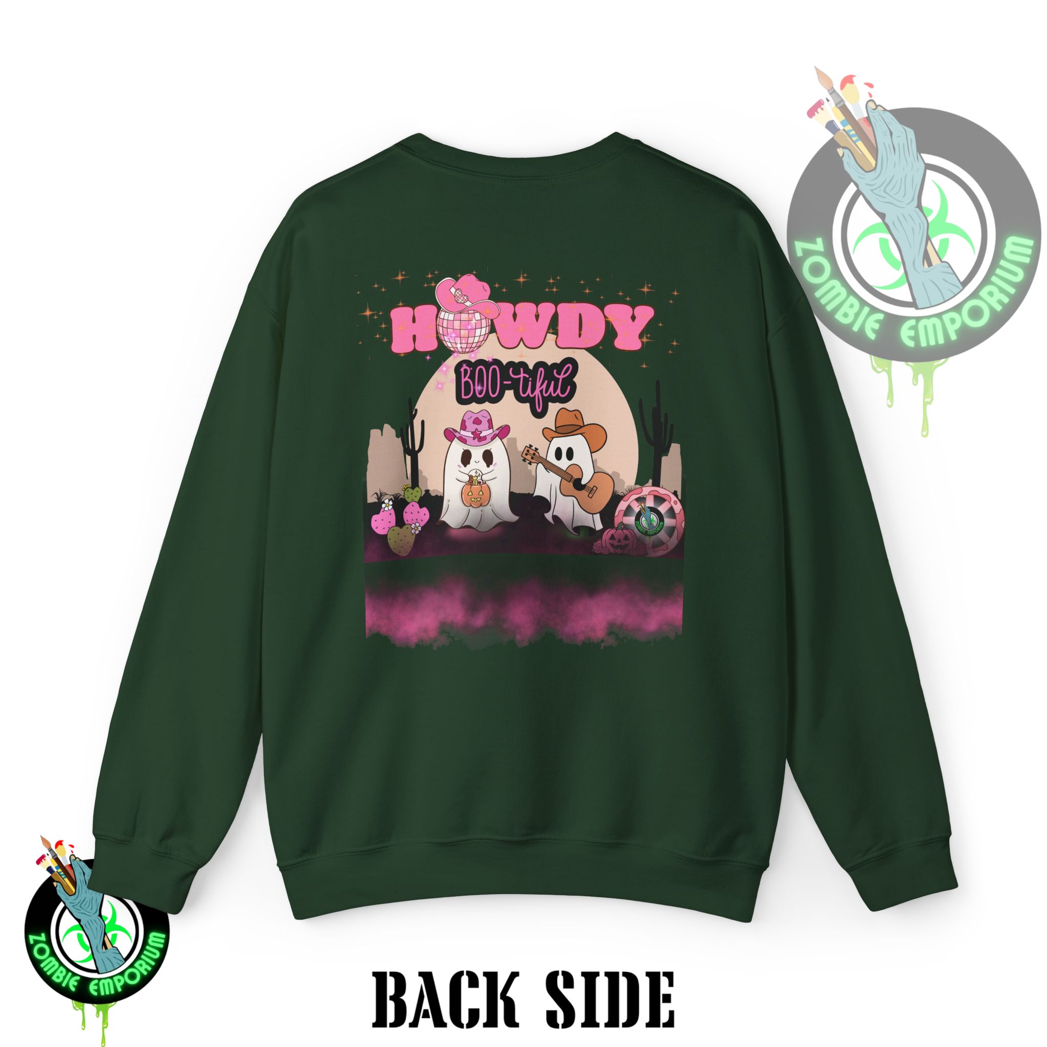 Howdy Boo-tiful Adult Halloween Sweatshirt – Unisex Crewneck with Back Graphic | Zombie Emporium - Image 26