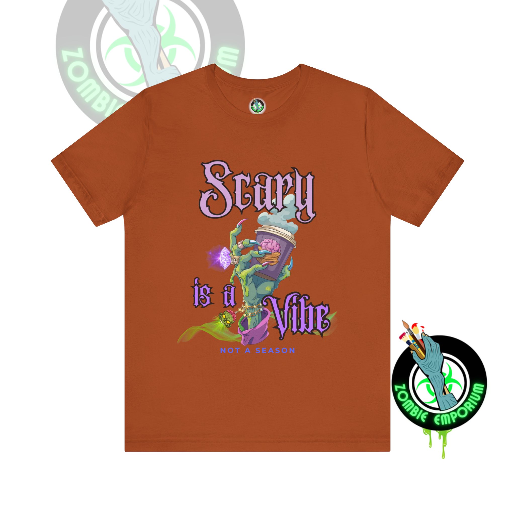 Scary is a Vibe Tee – Bougie Zombie Hand Coffee Design | Bella Canvas 3001 | Zombie Emporium - Image 13