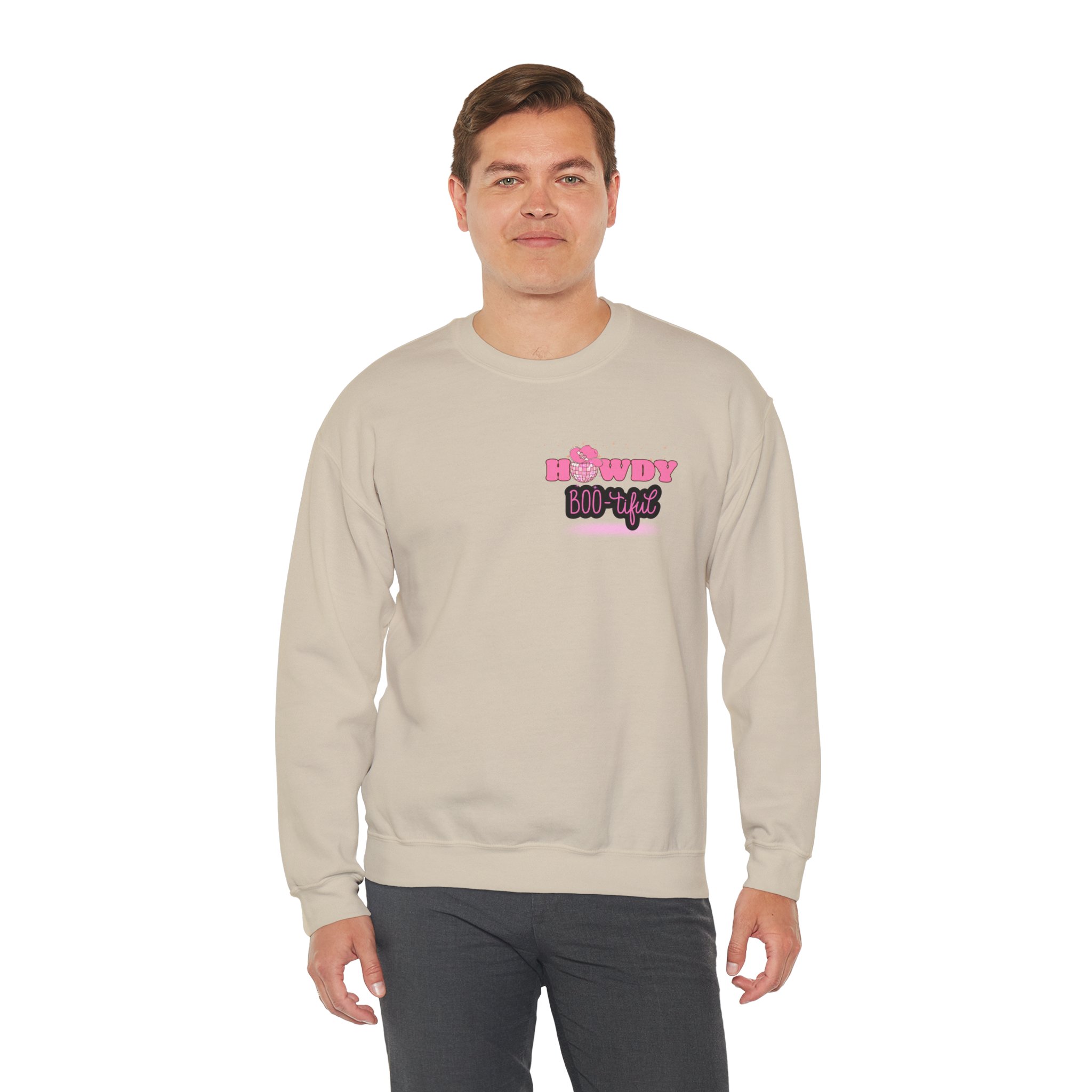 Howdy Boo-tiful Adult Halloween Sweatshirt – Unisex Crewneck with Back Graphic | Zombie Emporium - Image 11