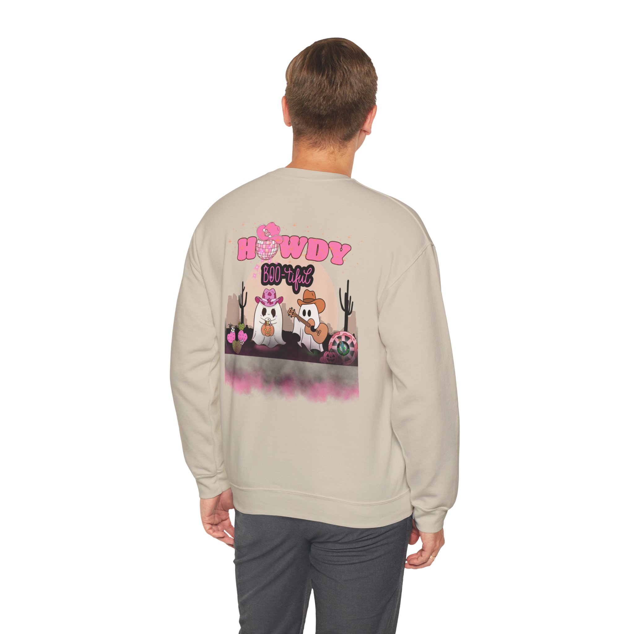 Howdy Boo-tiful Adult Halloween Sweatshirt – Unisex Crewneck with Back Graphic | Zombie Emporium - Image 12