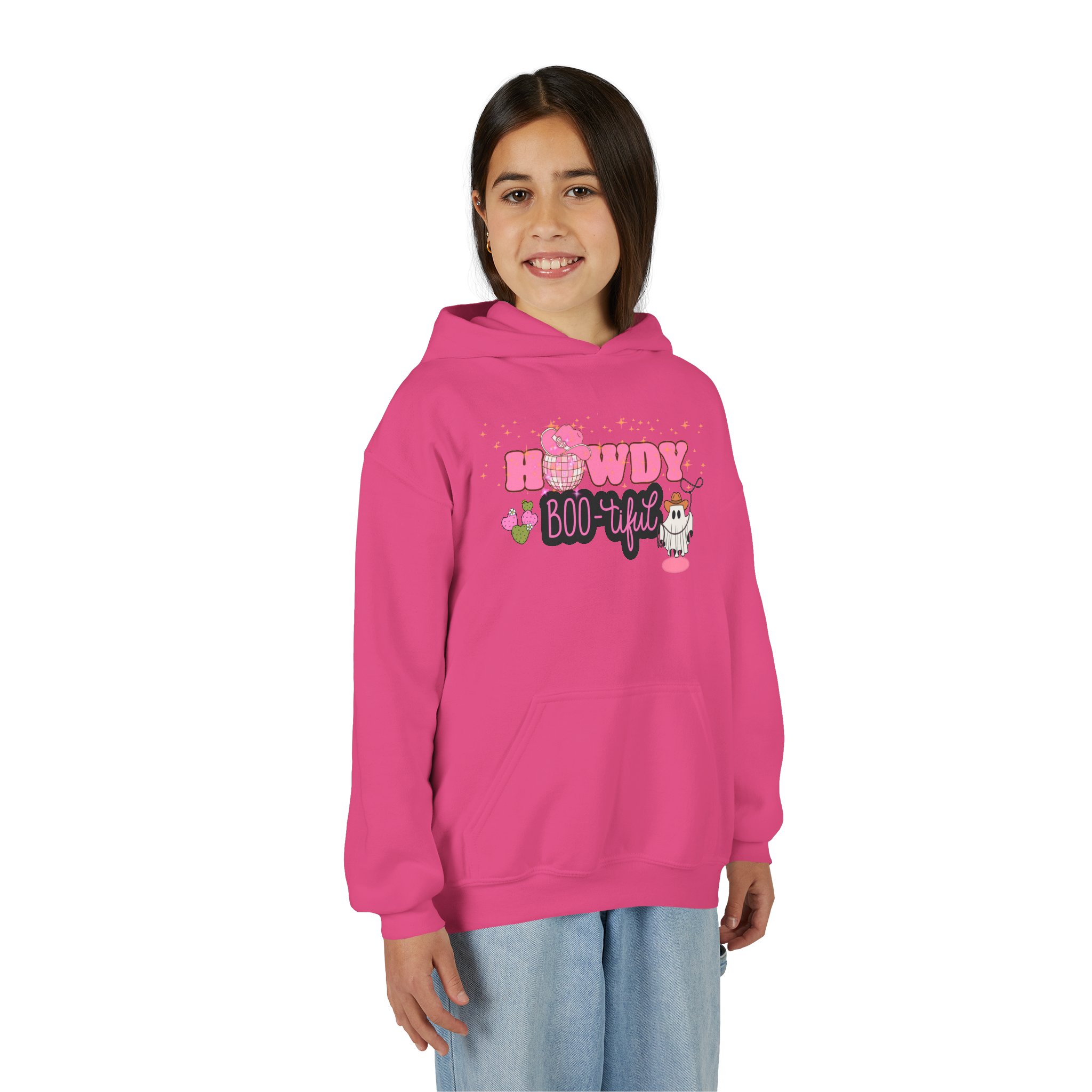 Howdy BOO-tiful Kids Hoodie – Cute Cowboy and Cowgirl Ghost Sweatshirt | Zombie Emporium - Image 59