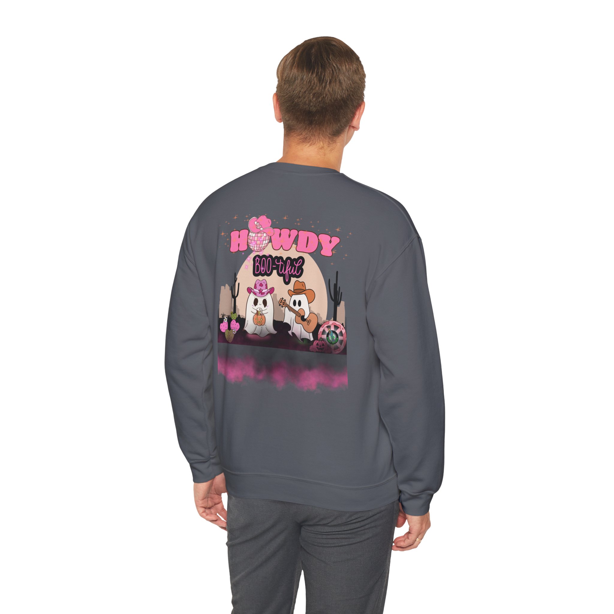 Howdy Boo-tiful Adult Halloween Sweatshirt – Unisex Crewneck with Back Graphic | Zombie Emporium - Image 36