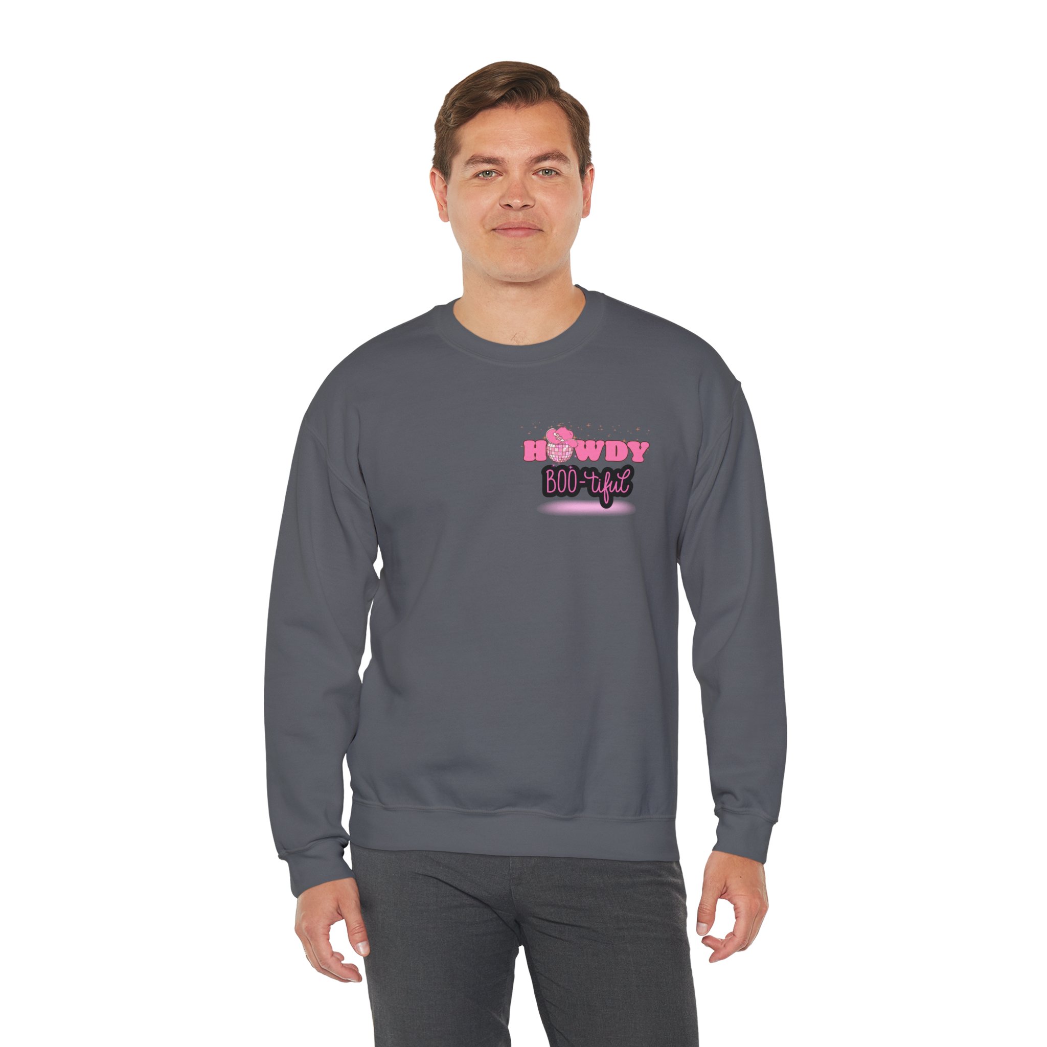 Howdy Boo-tiful Adult Halloween Sweatshirt – Unisex Crewneck with Back Graphic | Zombie Emporium - Image 35