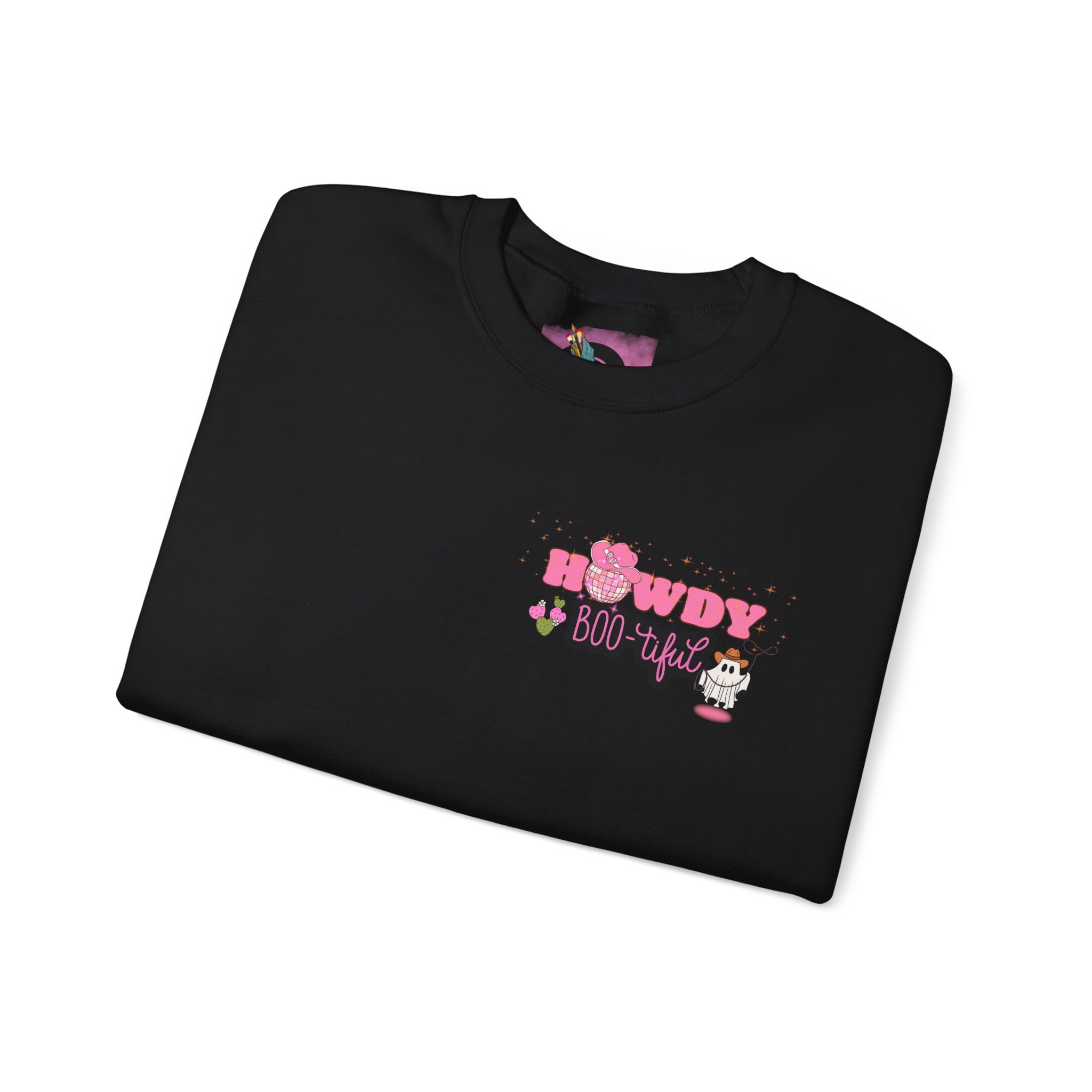 Howdy Boo-tiful Adult Halloween Sweatshirt – Unisex Crewneck with Back Graphic | Zombie Emporium - Image 3