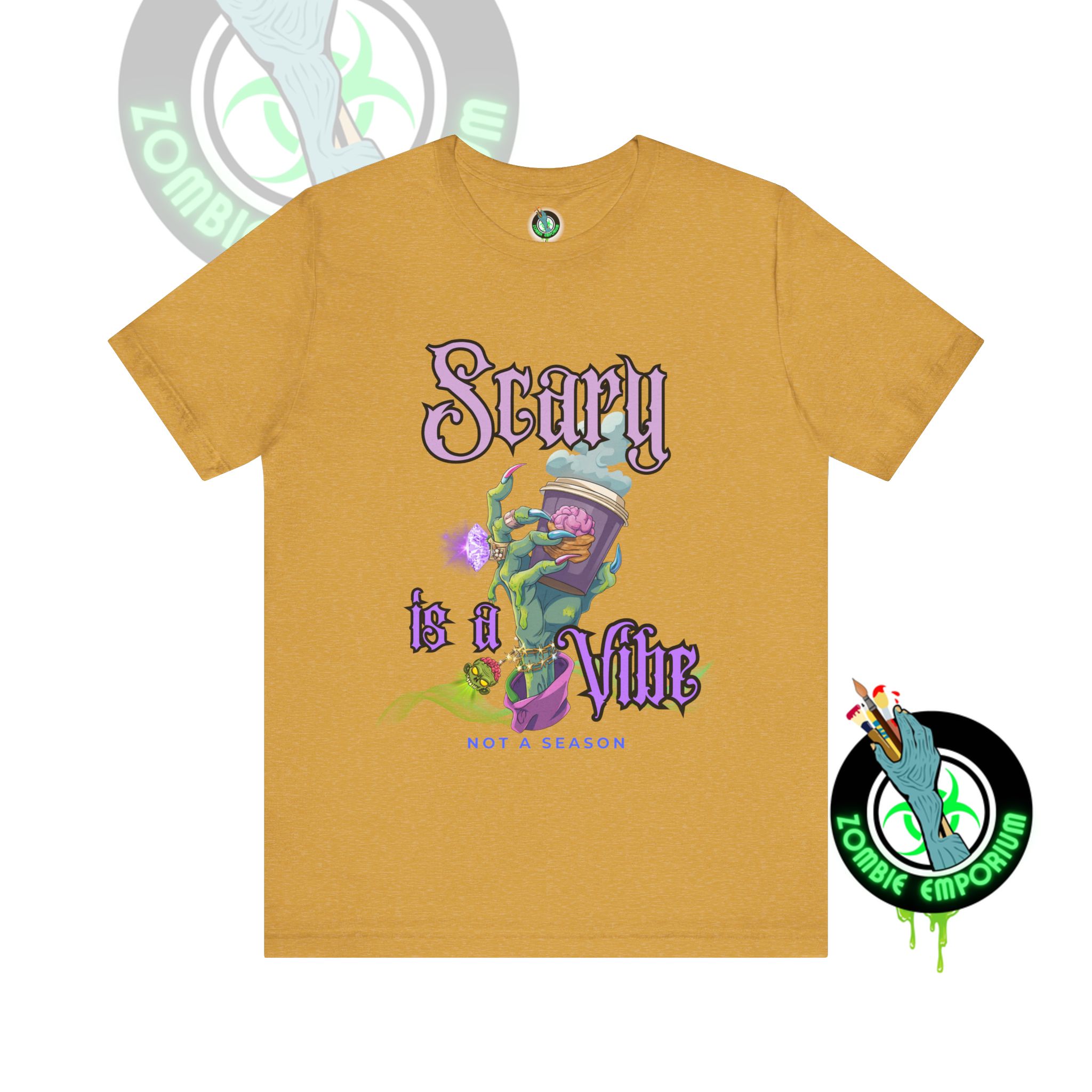 Scary is a Vibe Tee – Bougie Zombie Hand Coffee Design | Bella Canvas 3001 | Zombie Emporium - Image 10