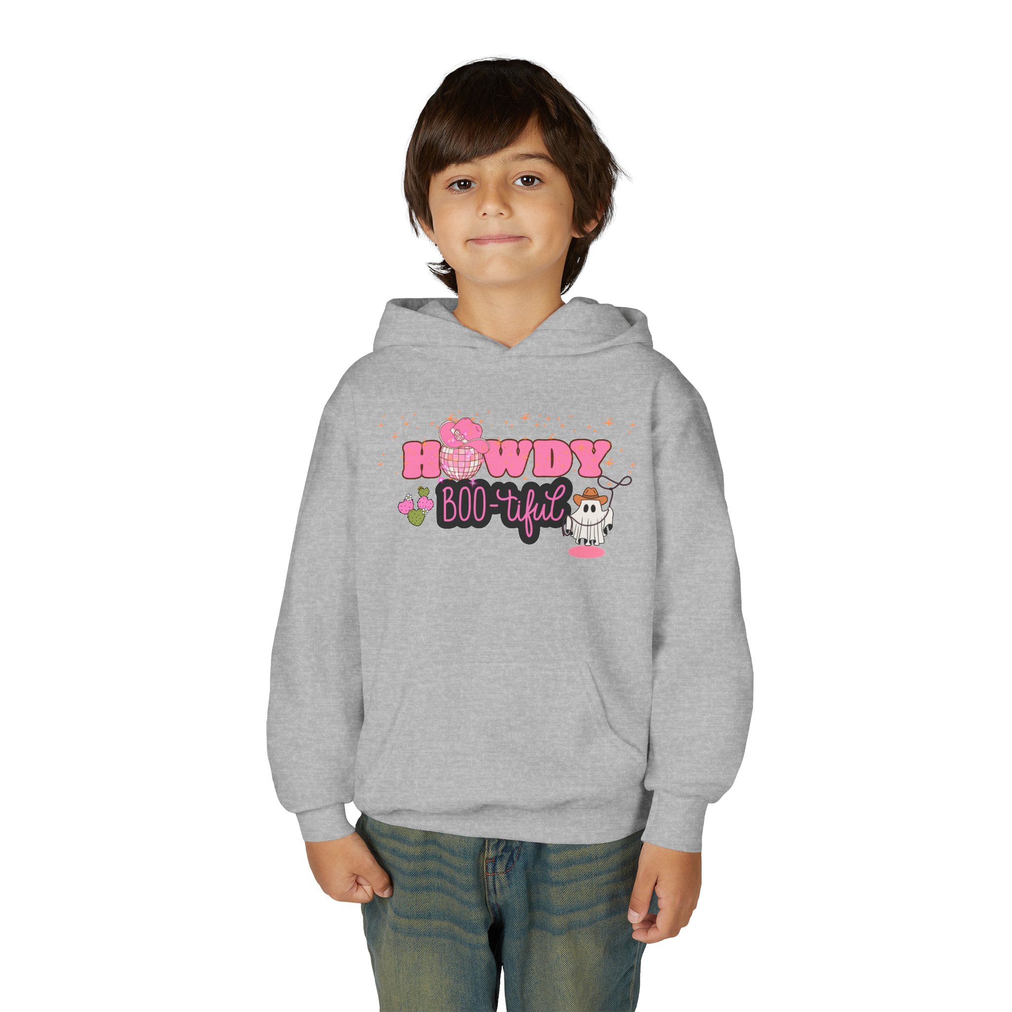 Howdy BOO-tiful Kids Hoodie – Cute Cowboy and Cowgirl Ghost Sweatshirt | Zombie Emporium - Image 15