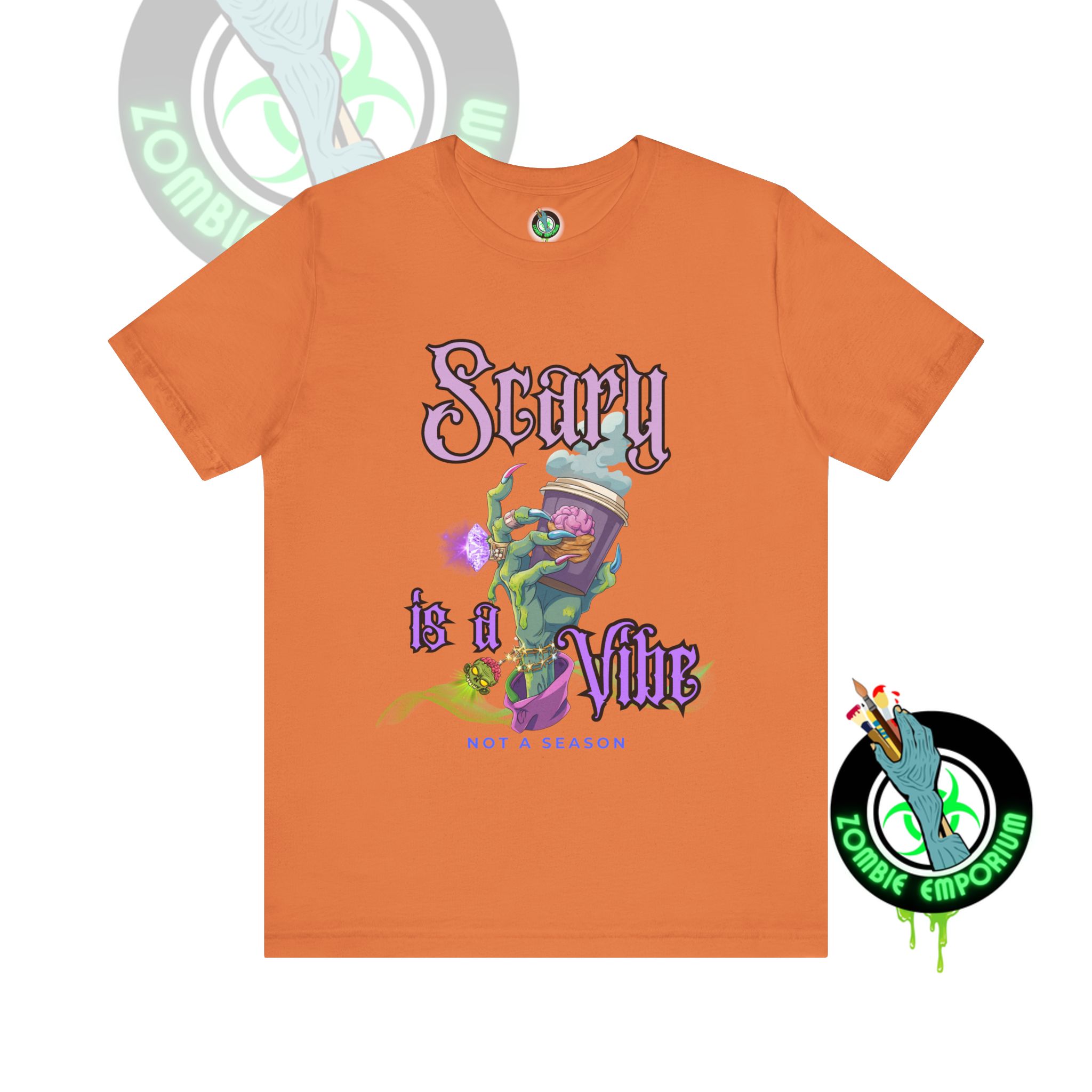 Scary is a Vibe Tee – Bougie Zombie Hand Coffee Design | Bella Canvas 3001 | Zombie Emporium - Image 7