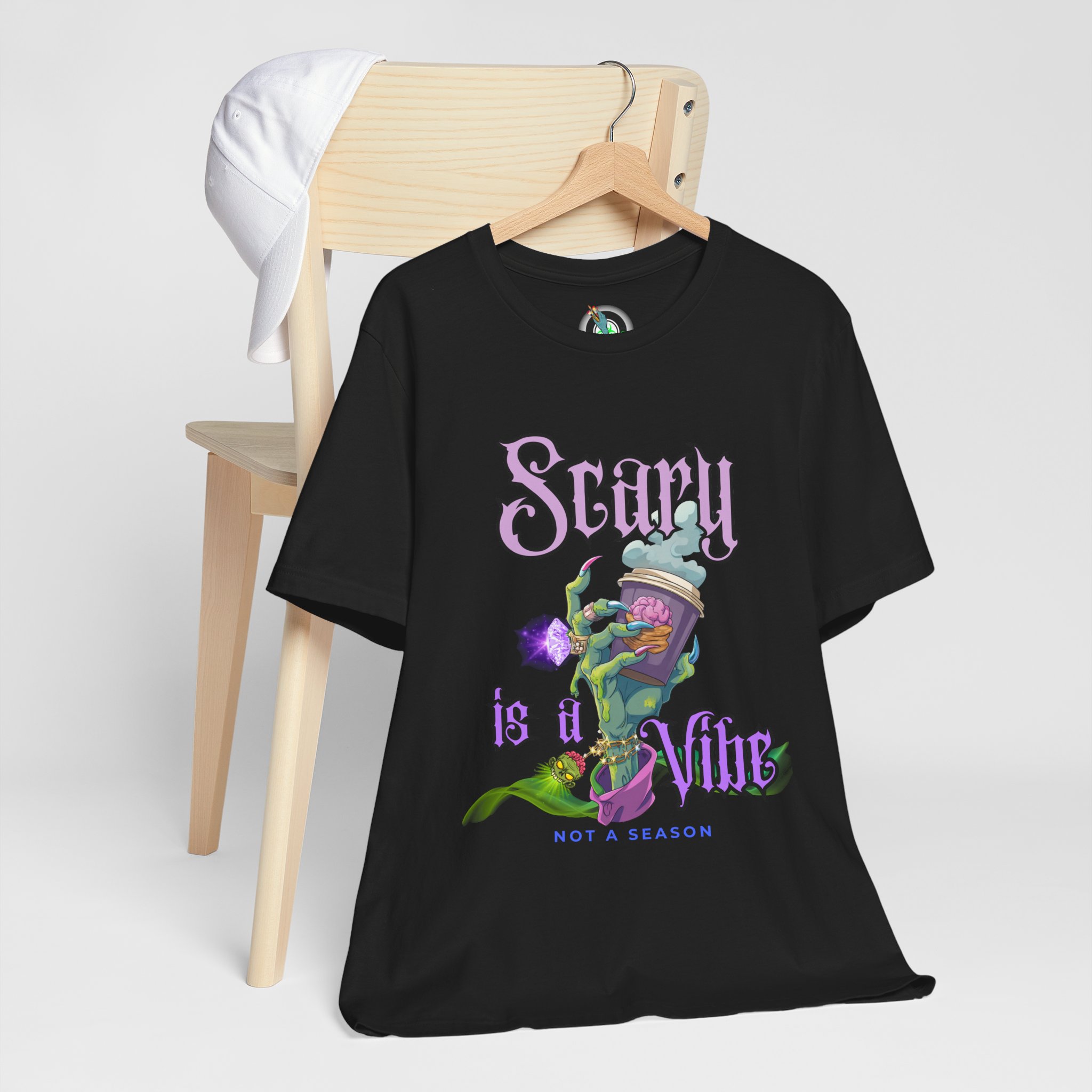 Scary is a Vibe Tee – Bougie Zombie Hand Coffee Design | Bella Canvas 3001 | Zombie Emporium - Image 3