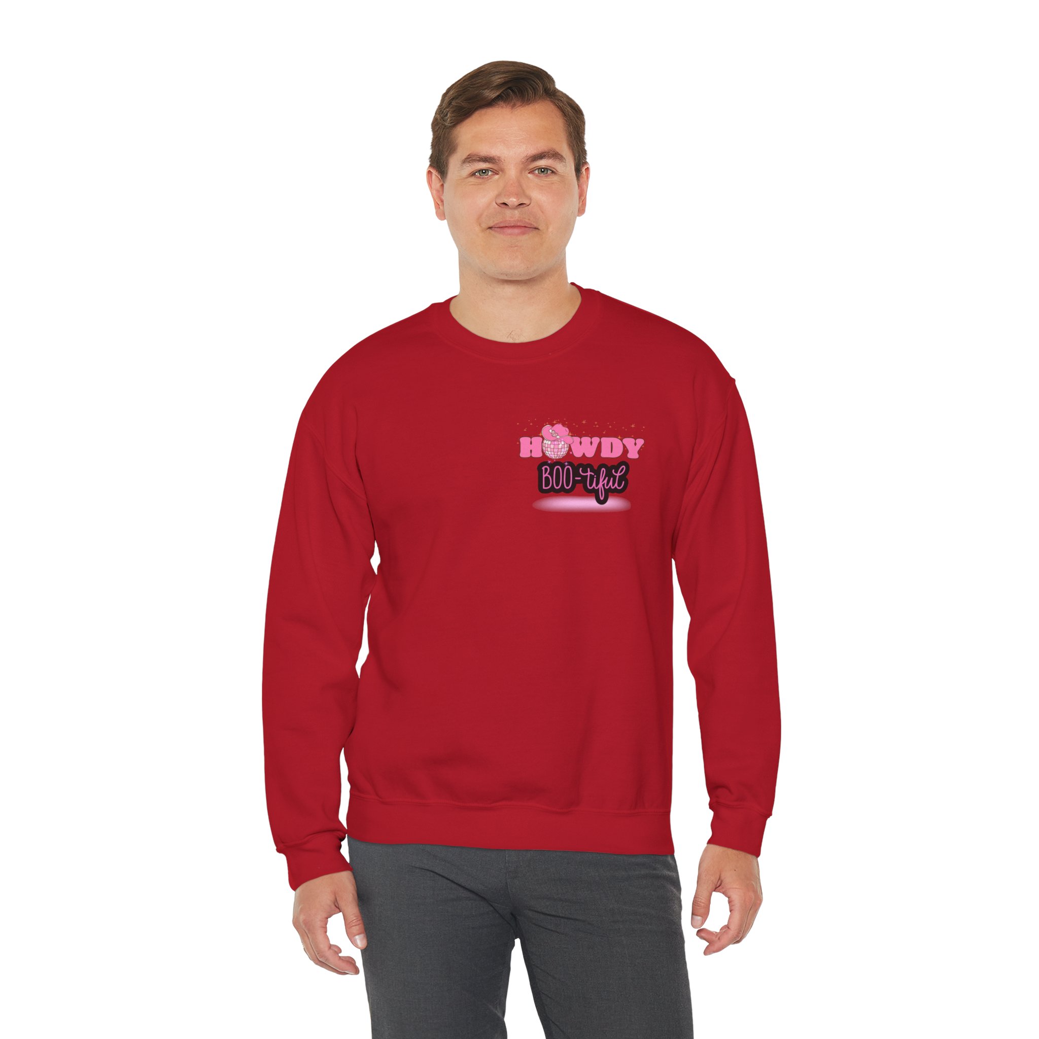 Howdy Boo-tiful Adult Halloween Sweatshirt – Unisex Crewneck with Back Graphic | Zombie Emporium - Image 53
