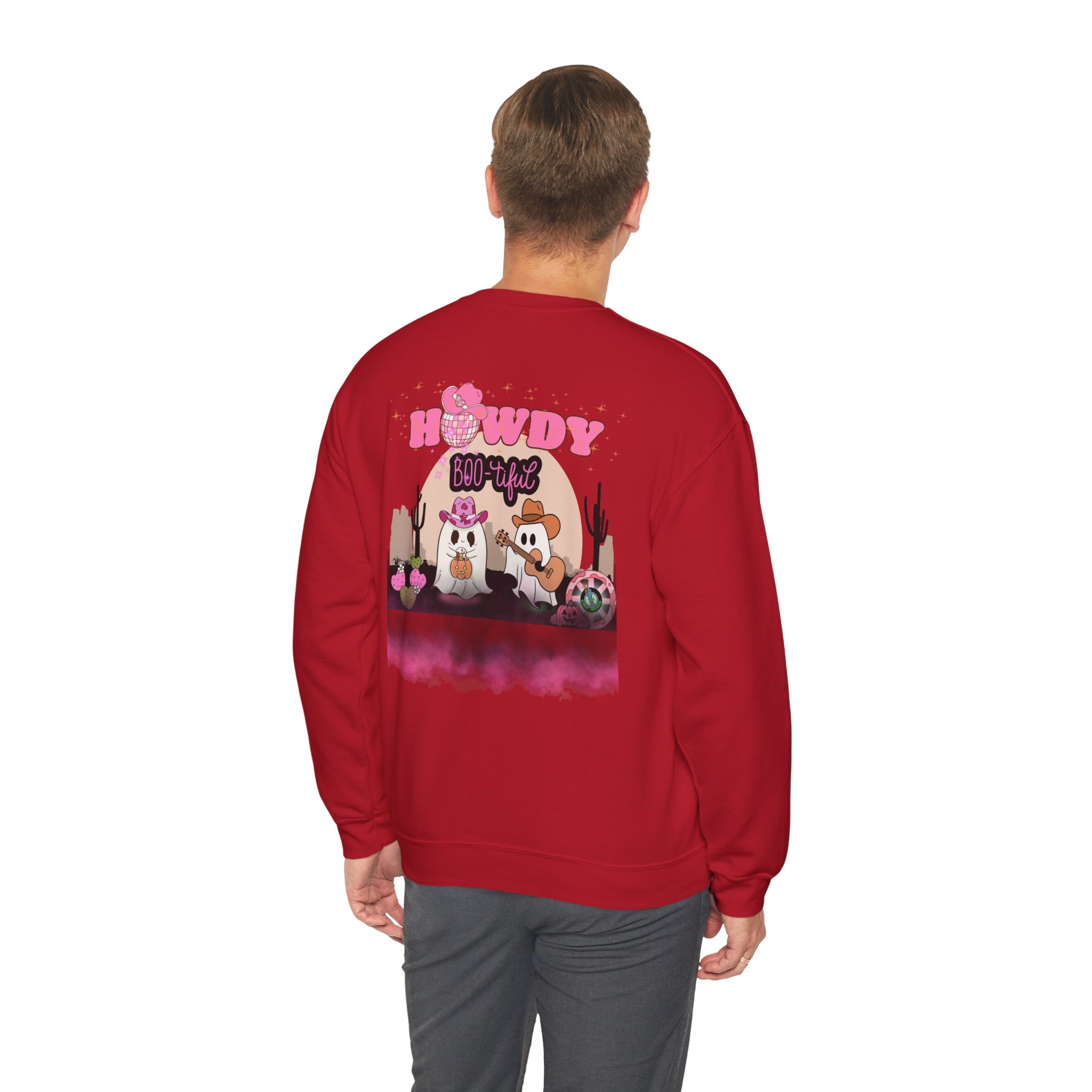 Howdy Boo-tiful Adult Halloween Sweatshirt – Unisex Crewneck with Back Graphic | Zombie Emporium - Image 54