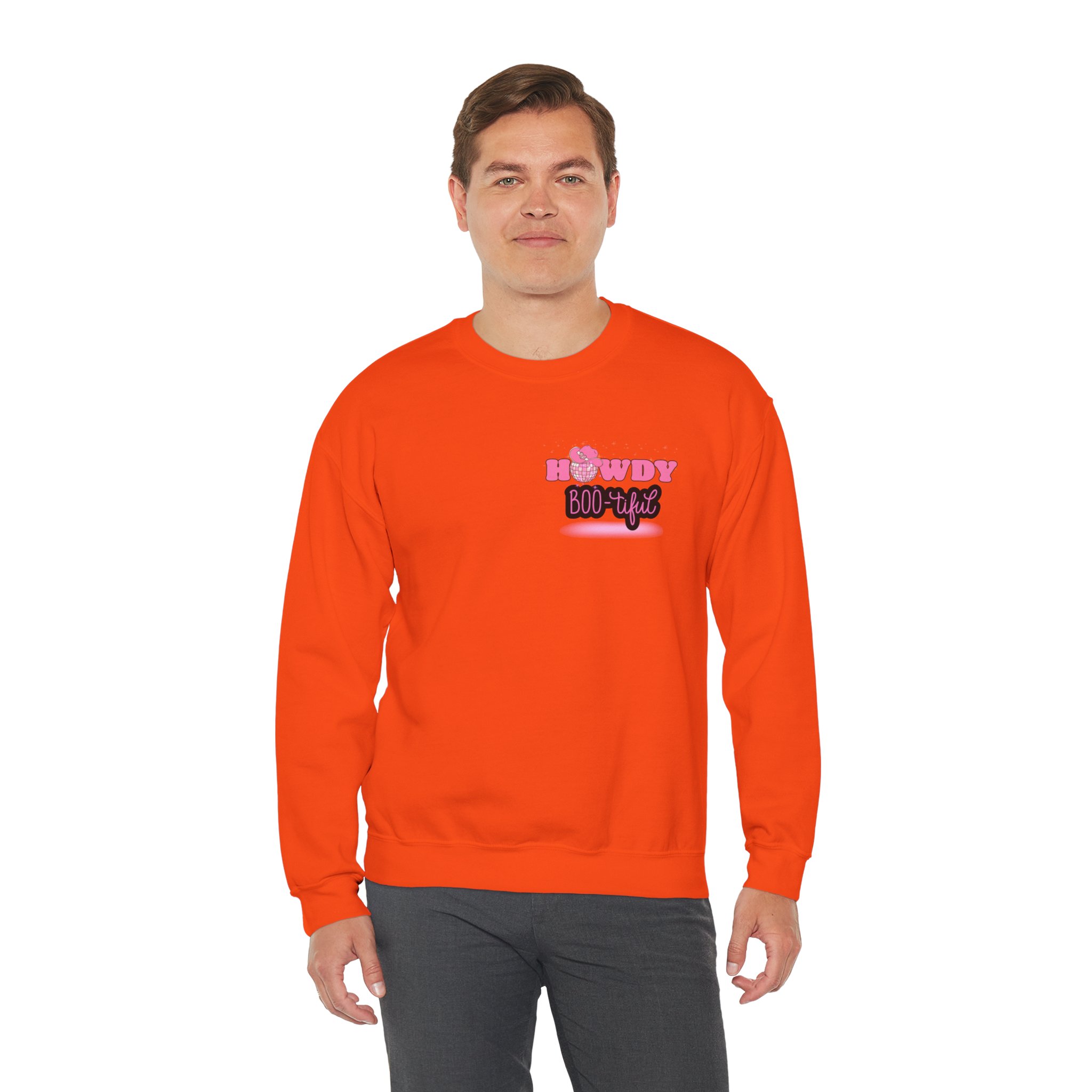Howdy Boo-tiful Adult Halloween Sweatshirt – Unisex Crewneck with Back Graphic | Zombie Emporium - Image 17