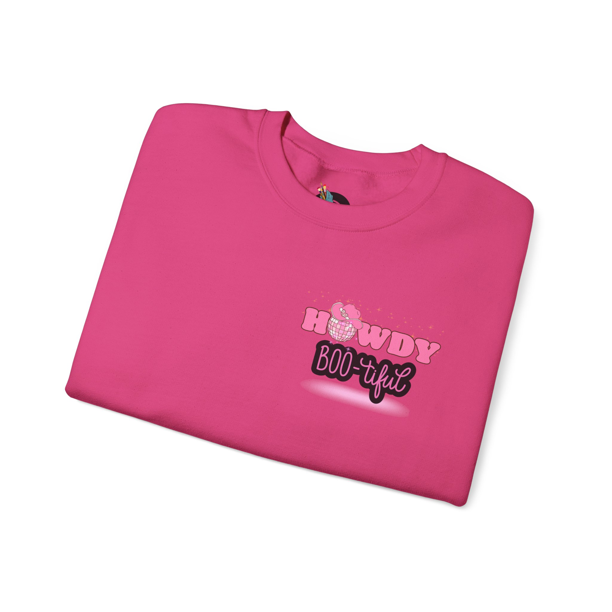 Howdy Boo-tiful Adult Halloween Sweatshirt – Unisex Crewneck with Back Graphic | Zombie Emporium - Image 45