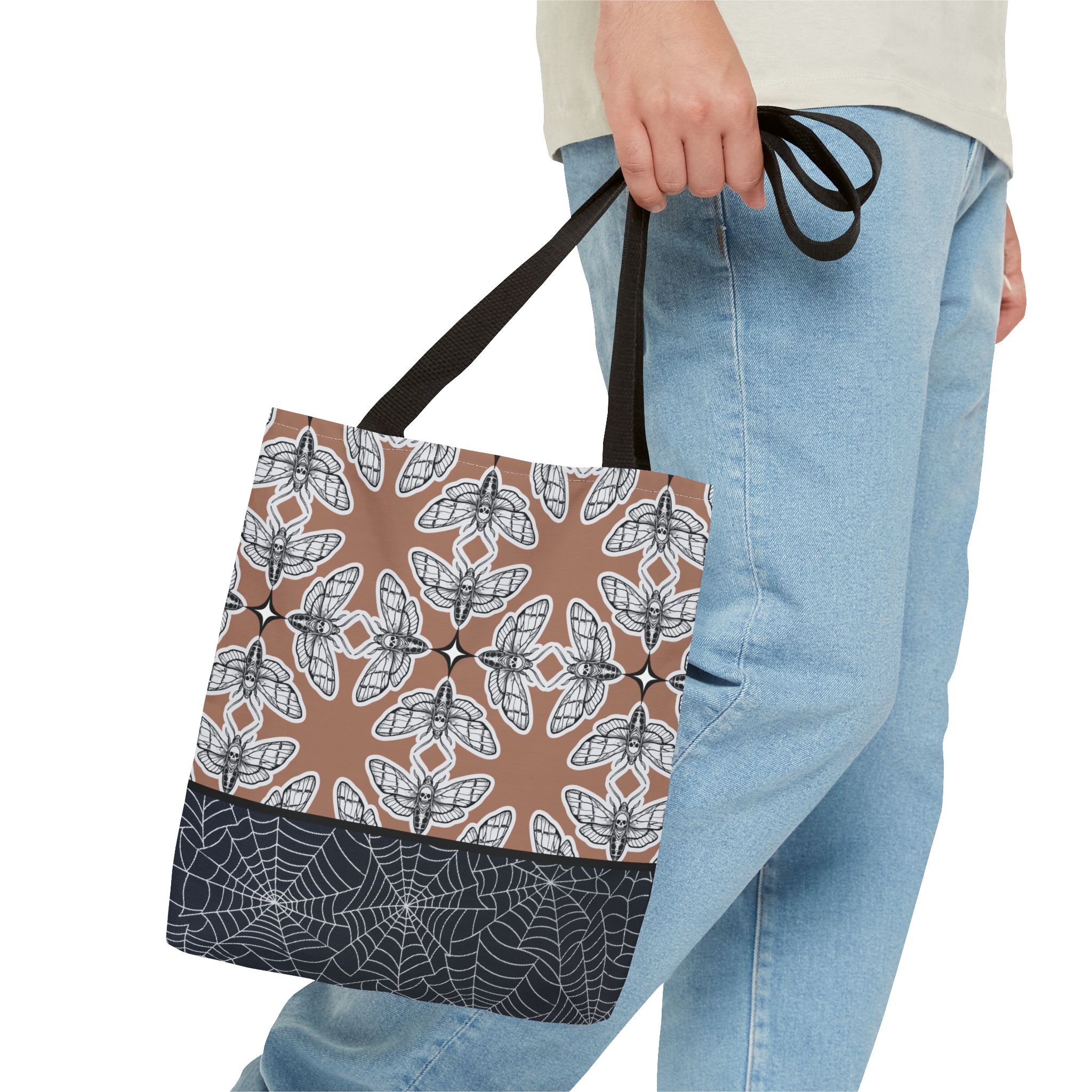 Deaths Moth Mocha Mousse Tote Bag: Gothic Stylish Carryall for Everyday Use, Eco-Friendly Shopping, Goth Vibes, Gift for Her, Festival Essentials - Image 3