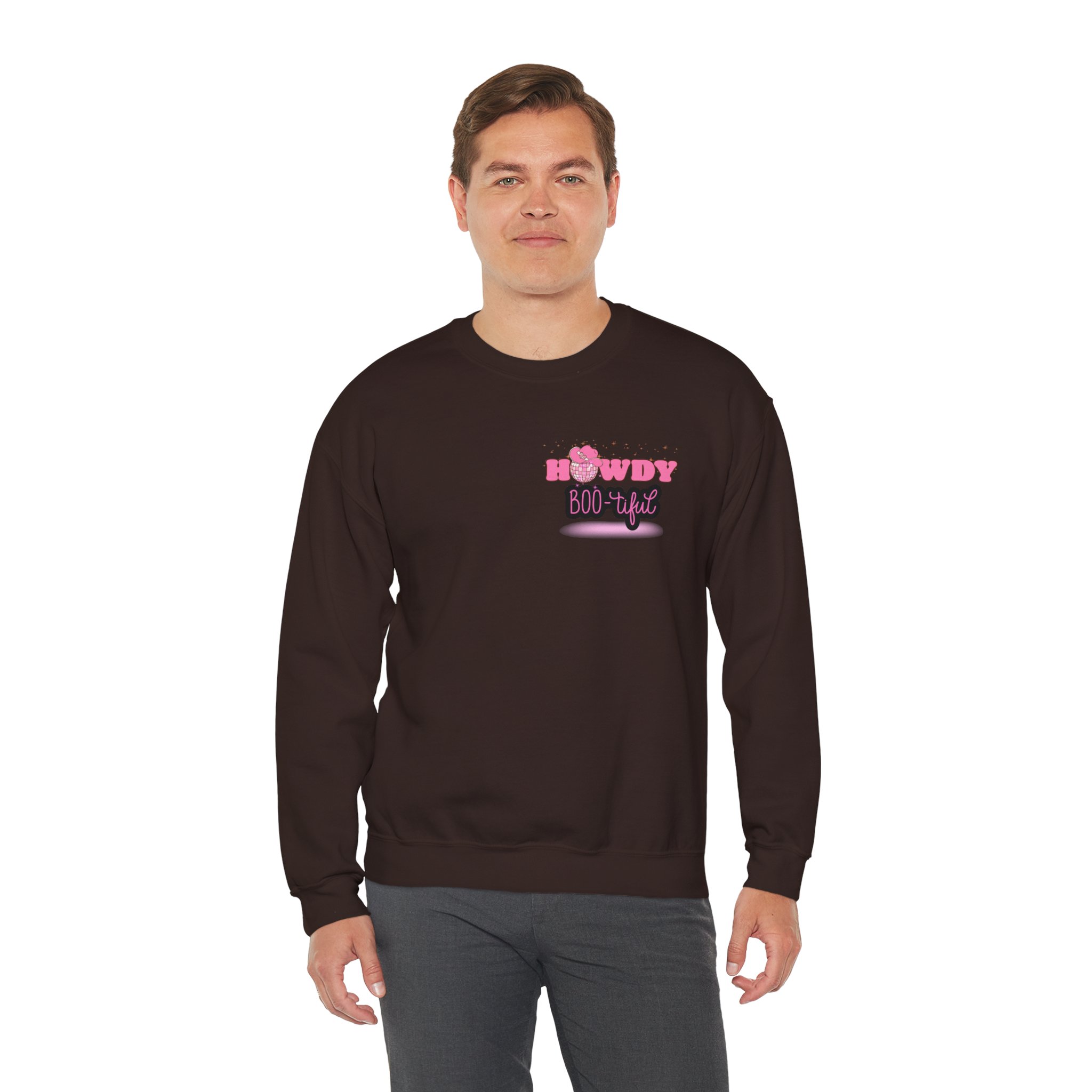 Howdy Boo-tiful Adult Halloween Sweatshirt – Unisex Crewneck with Back Graphic | Zombie Emporium - Image 23