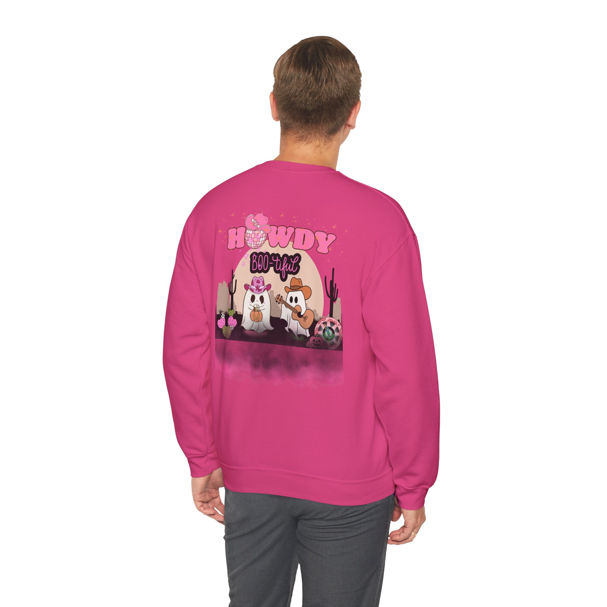 Howdy Boo-tiful Adult Halloween Sweatshirt – Unisex Crewneck with Back Graphic | Zombie Emporium - Image 48