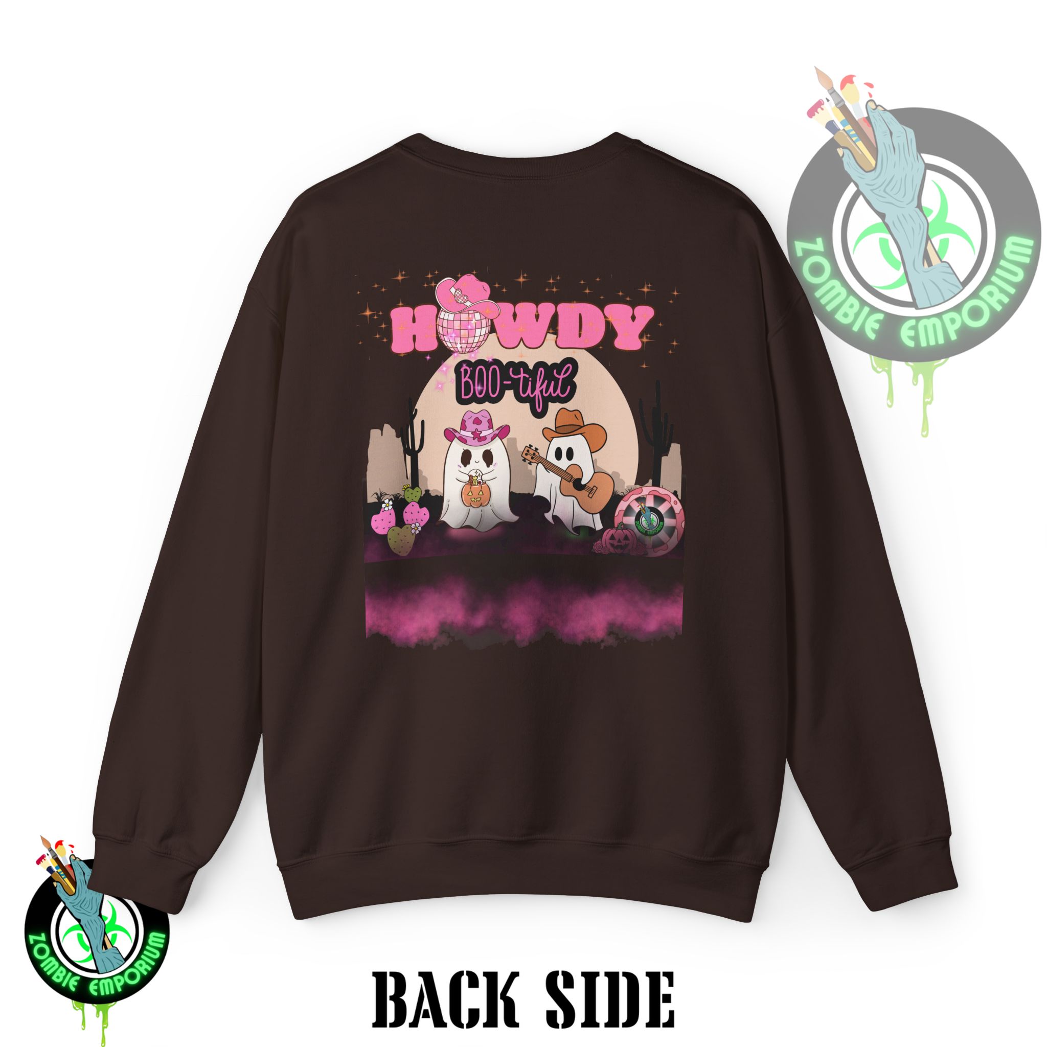 Howdy Boo-tiful Adult Halloween Sweatshirt – Unisex Crewneck with Back Graphic | Zombie Emporium - Image 20