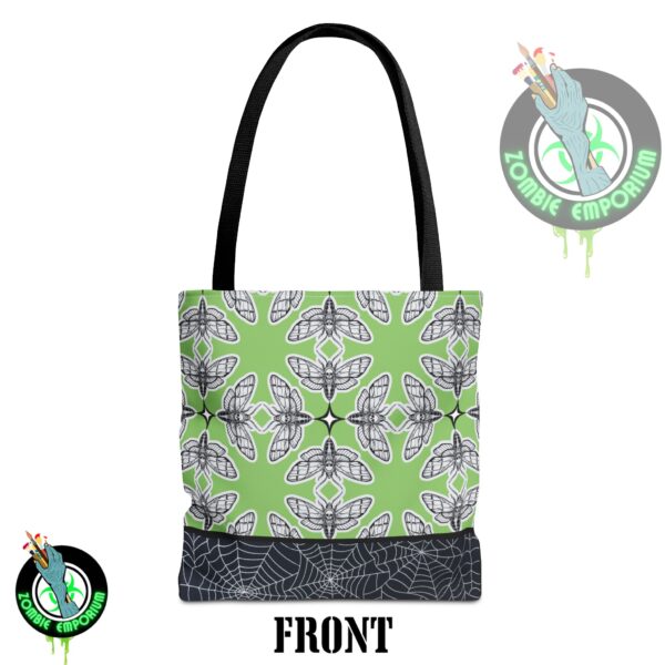 Death Moth Pistachio Green Tote Bag: Gothic Stylish Carryall for Everyday Use, Eco-Friendly Shopping, Goth Vibes, Gift for Her, Festival Essentials