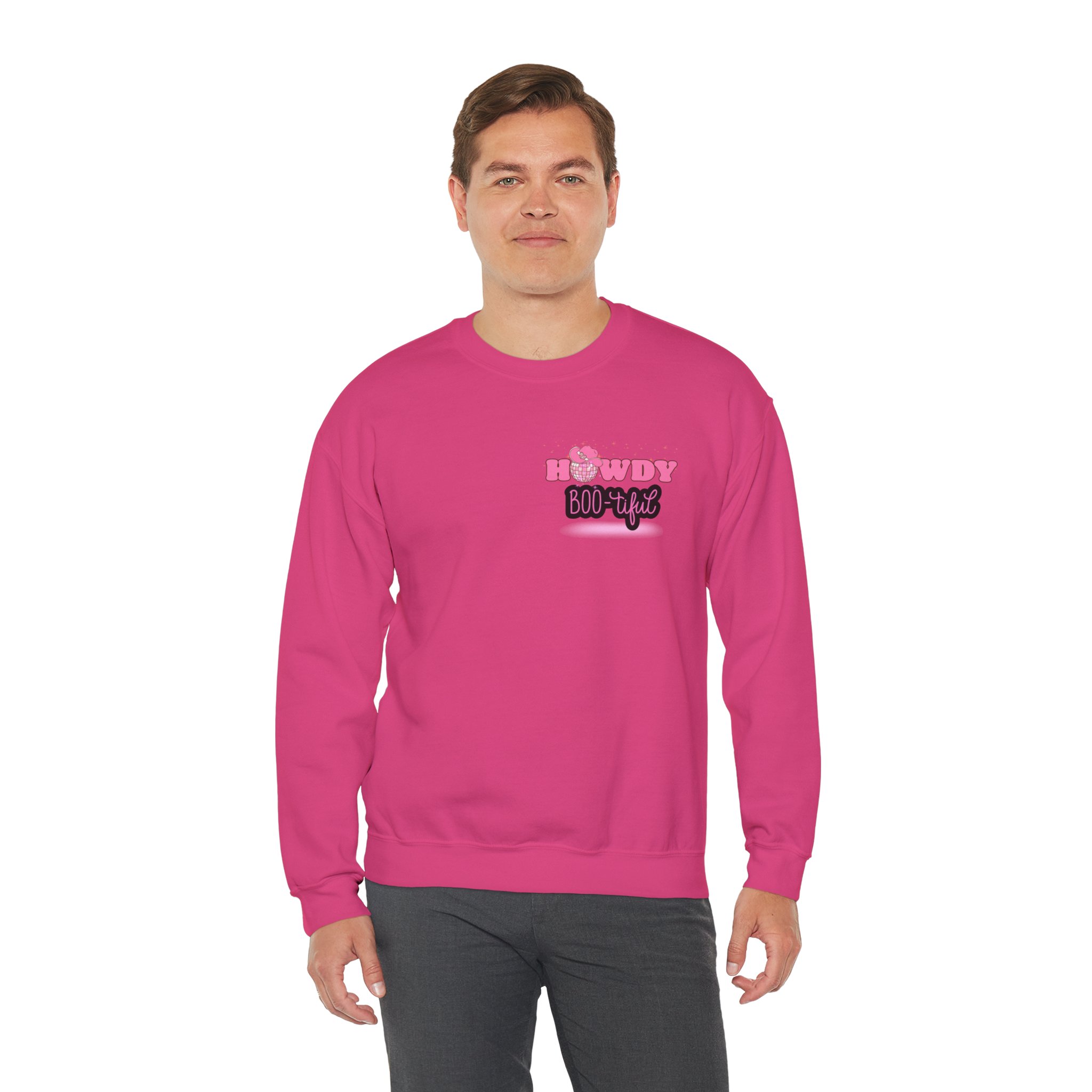 Howdy Boo-tiful Adult Halloween Sweatshirt – Unisex Crewneck with Back Graphic | Zombie Emporium - Image 47